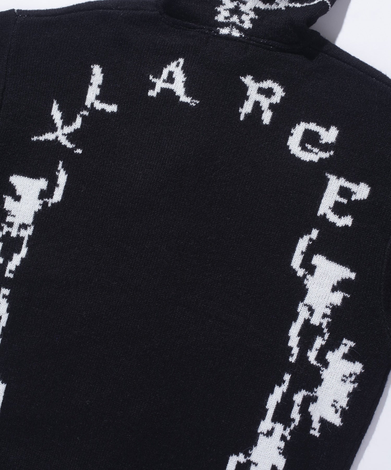 JACQUARD FUZZY ZIP UP HOODED SWEATER