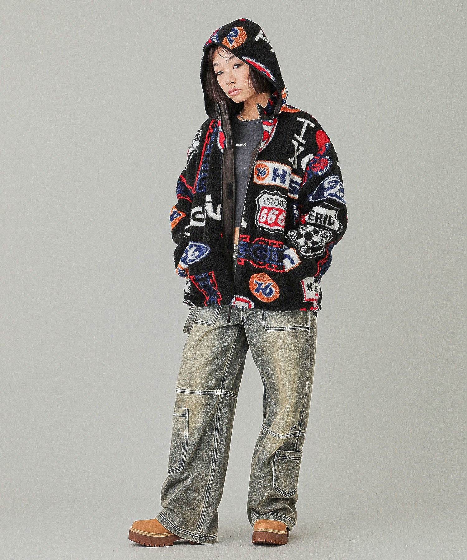 X-girl x HYSTERIC GLAMOUR REVERSIBLE BOA JACKET