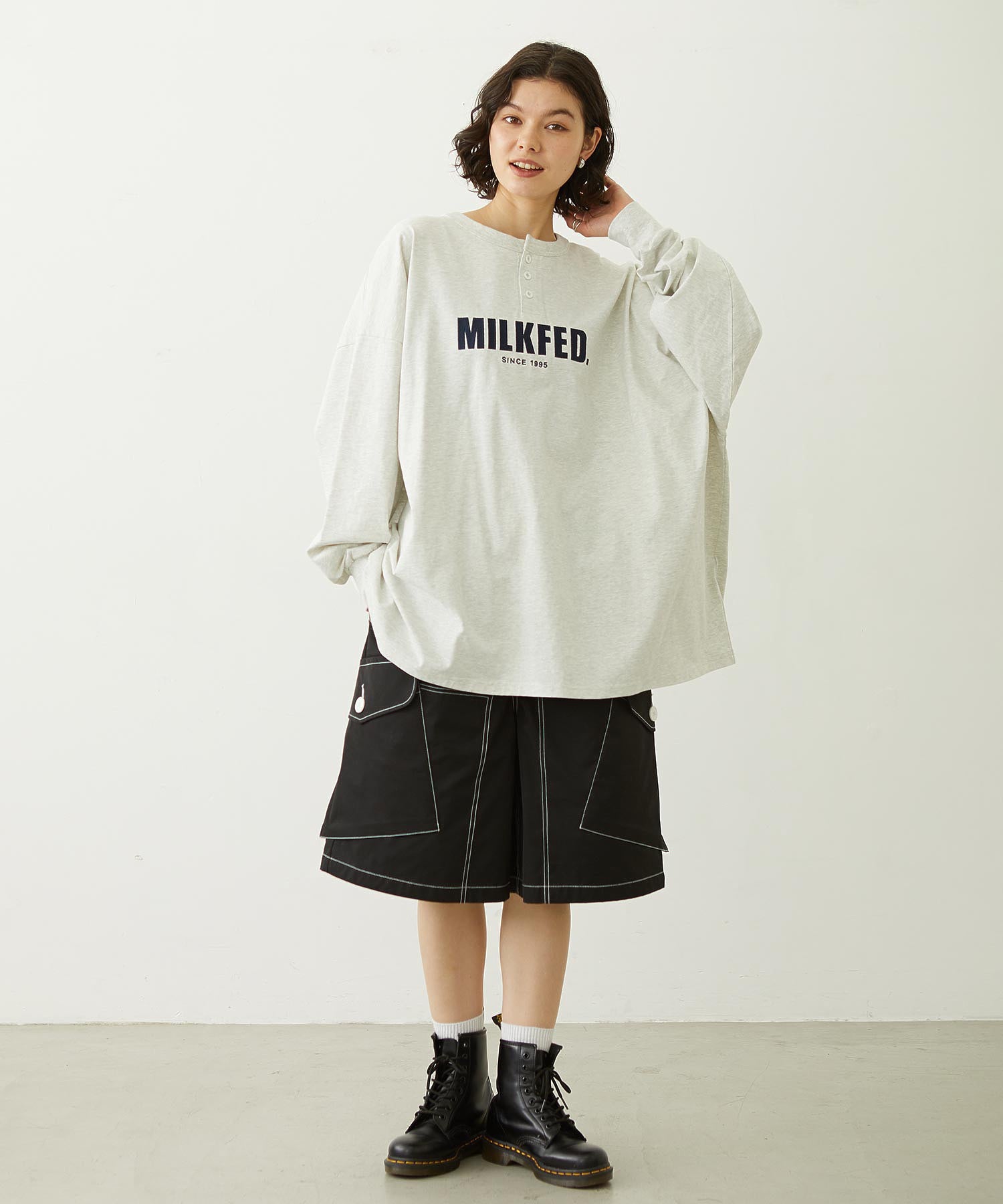 HENLEY NECK BIG L/S TOP