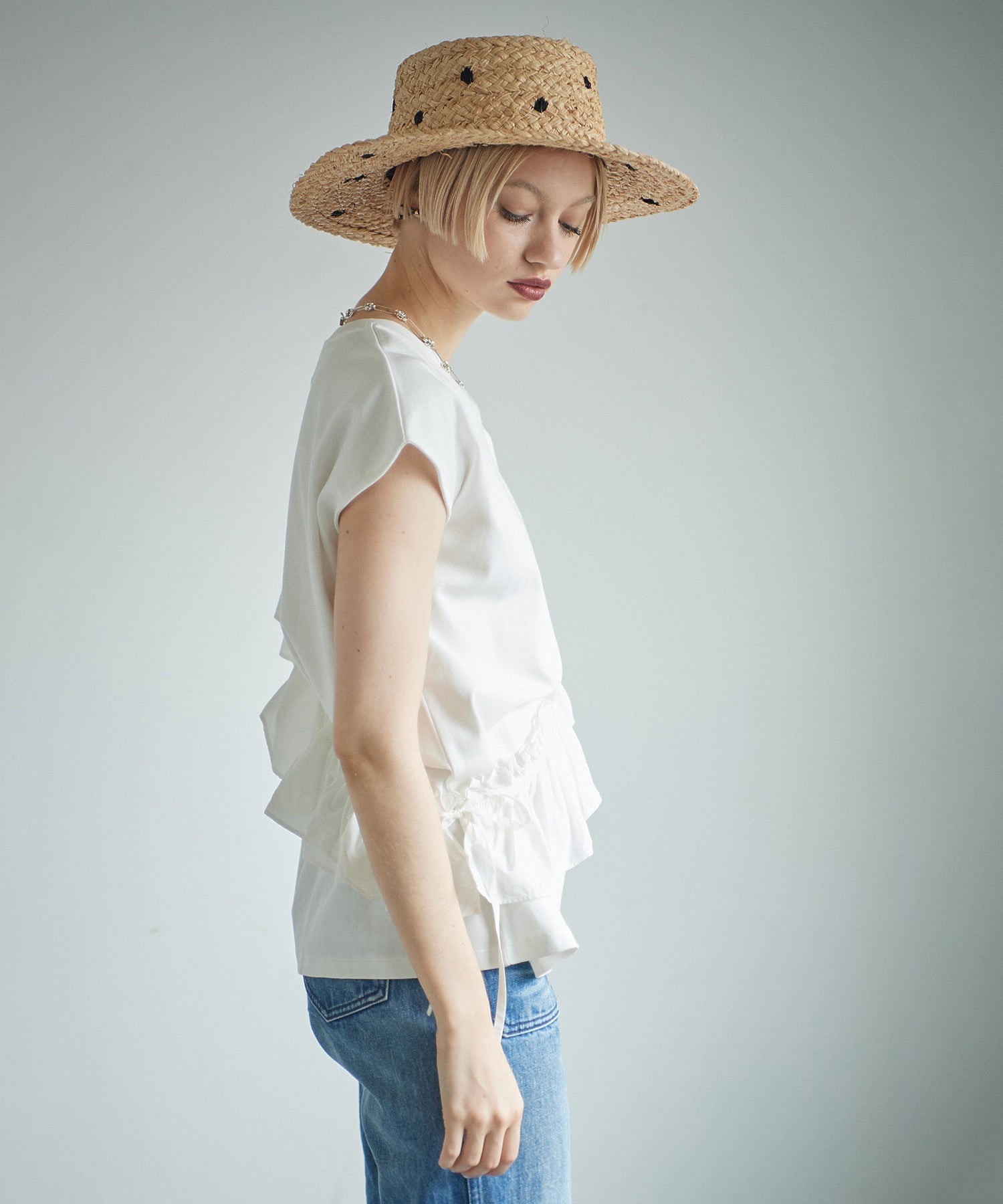 2WAYフリルドッキングカットソー