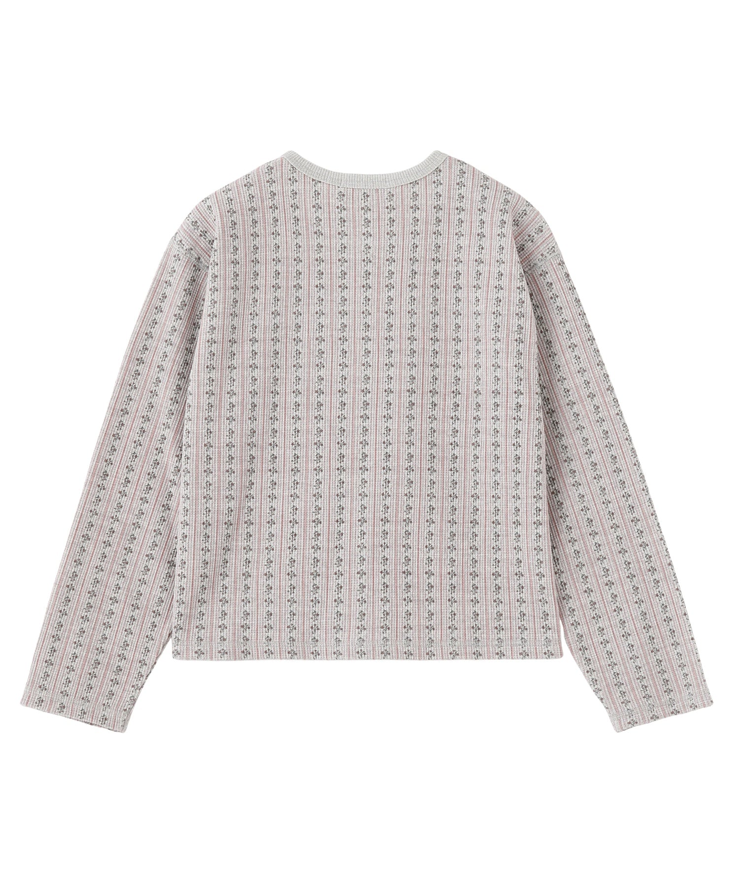 STRIPED FLOWER WAFFLE CARDIGAN