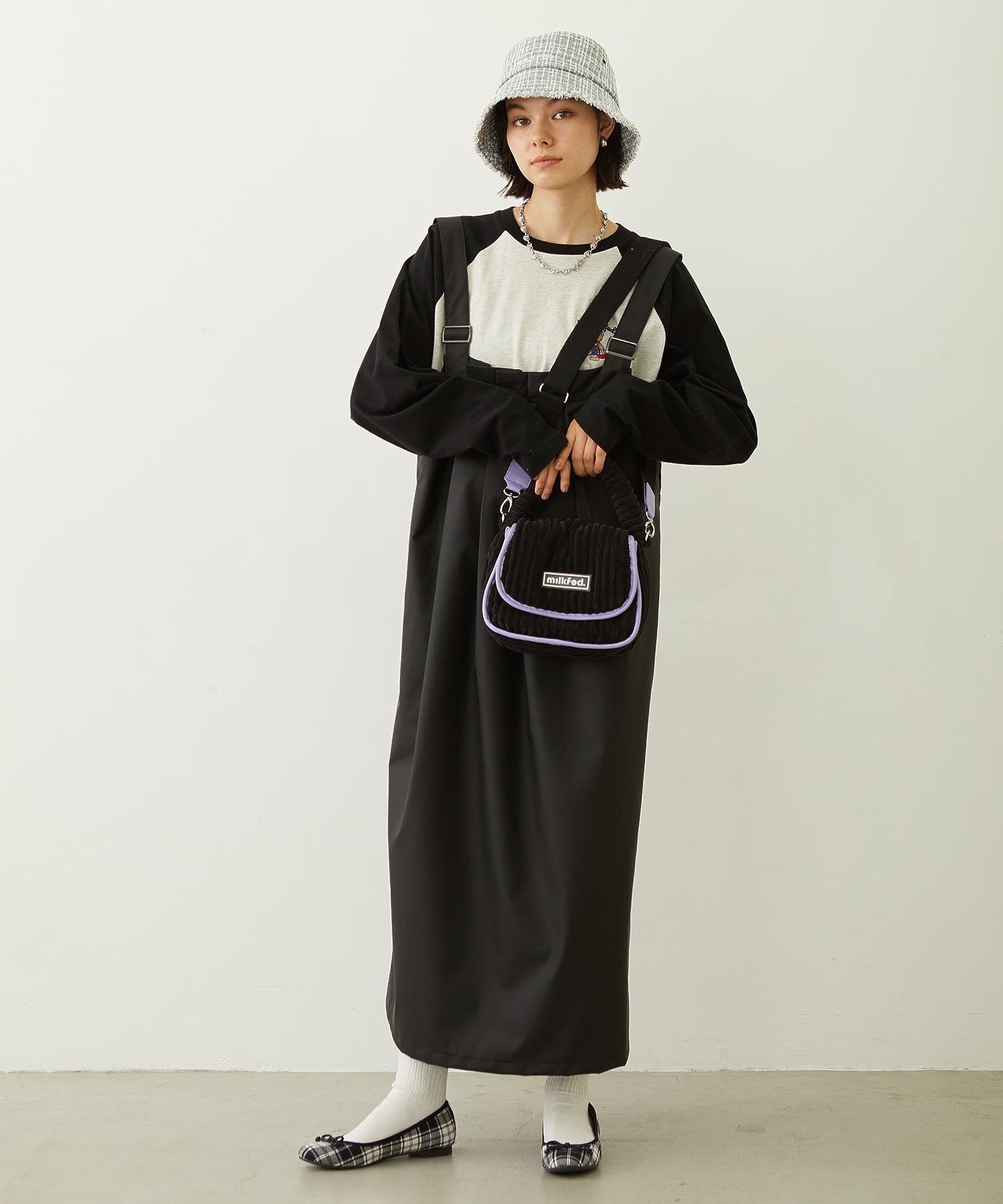 FAUX LEATHER TUCK DRESS