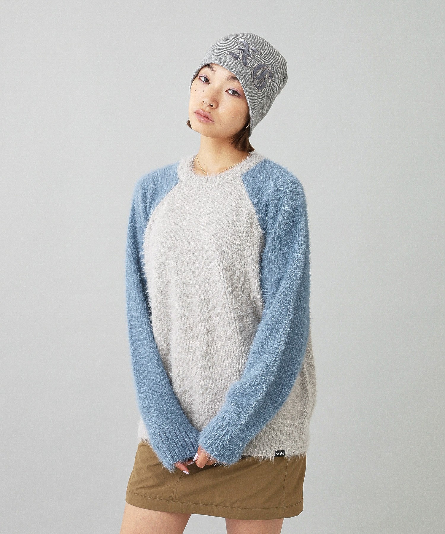 SHAGGY KNIT RAGLAN SLEEVE TOP