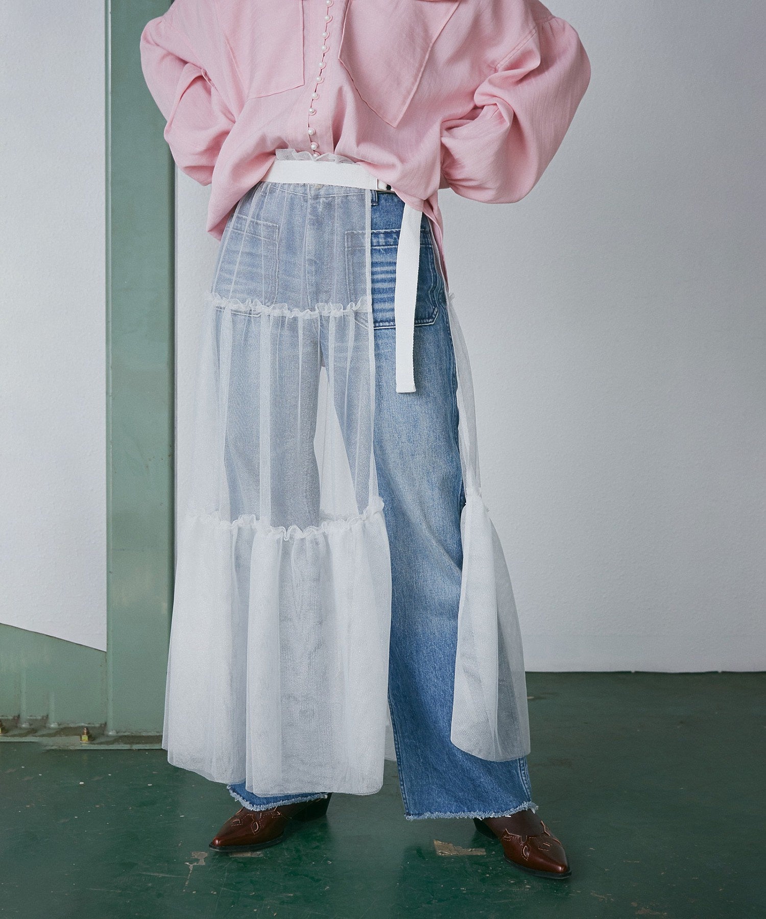 チュールレイヤードスカート