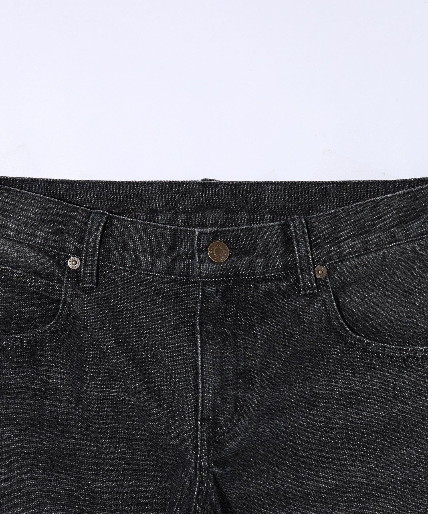 LOW RISE HEM TUCK DENIM PANTS