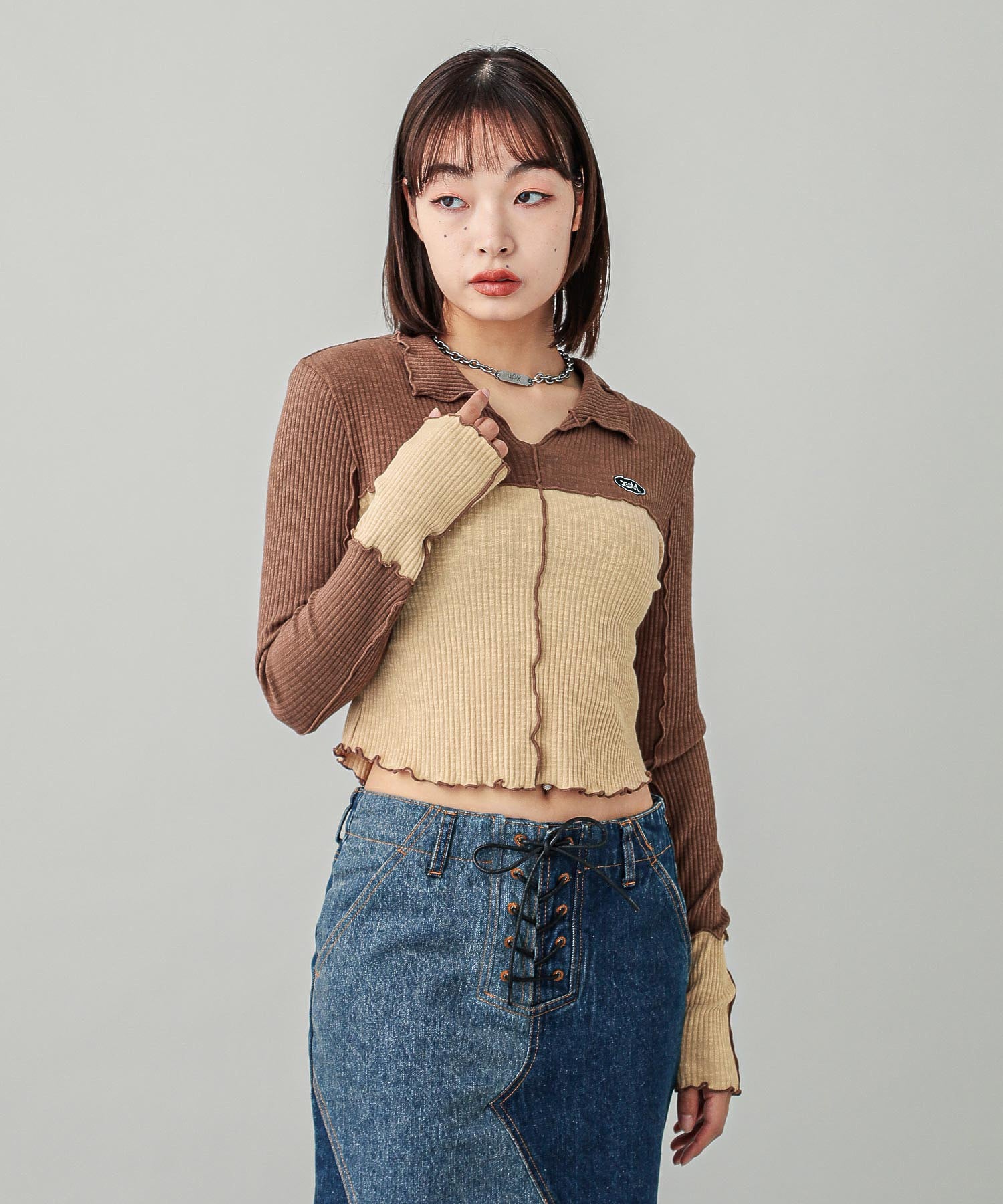 BICOLOR COMPACT PULLOVER SHIRT