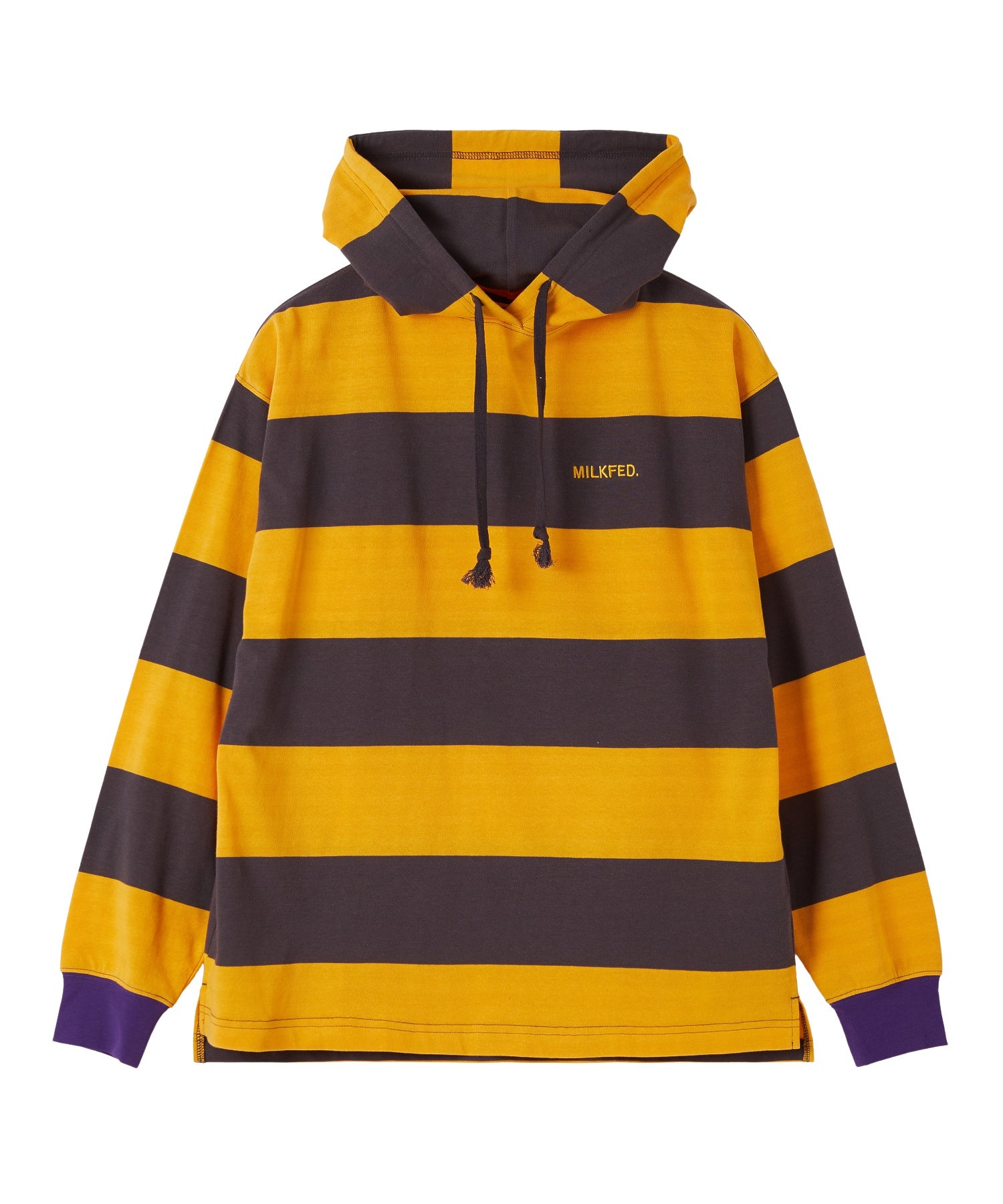 CONTRAST RIB STRIPED HOODED TOP