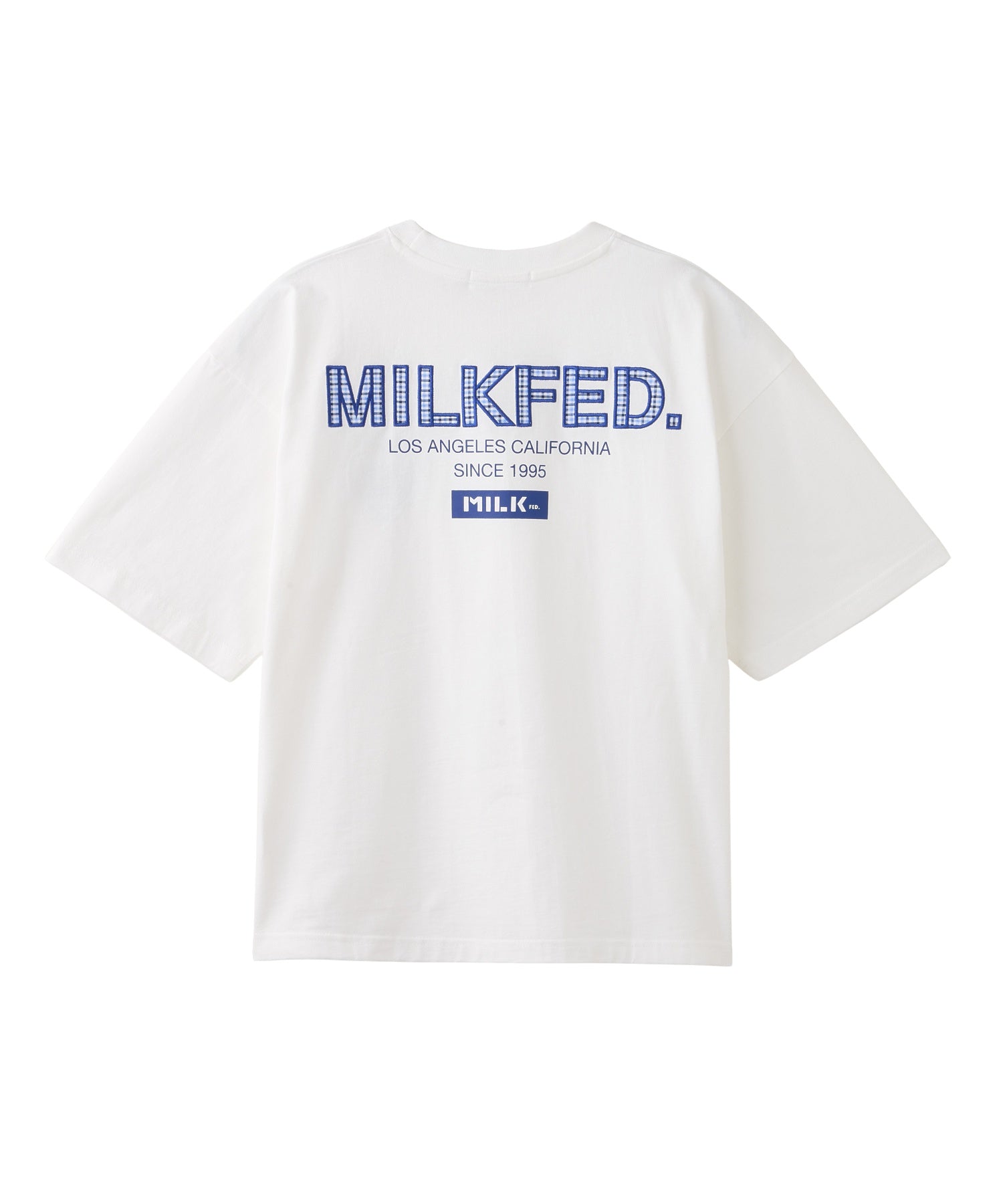 MILKFED. PLAID LOGO WIDE S/S TEE