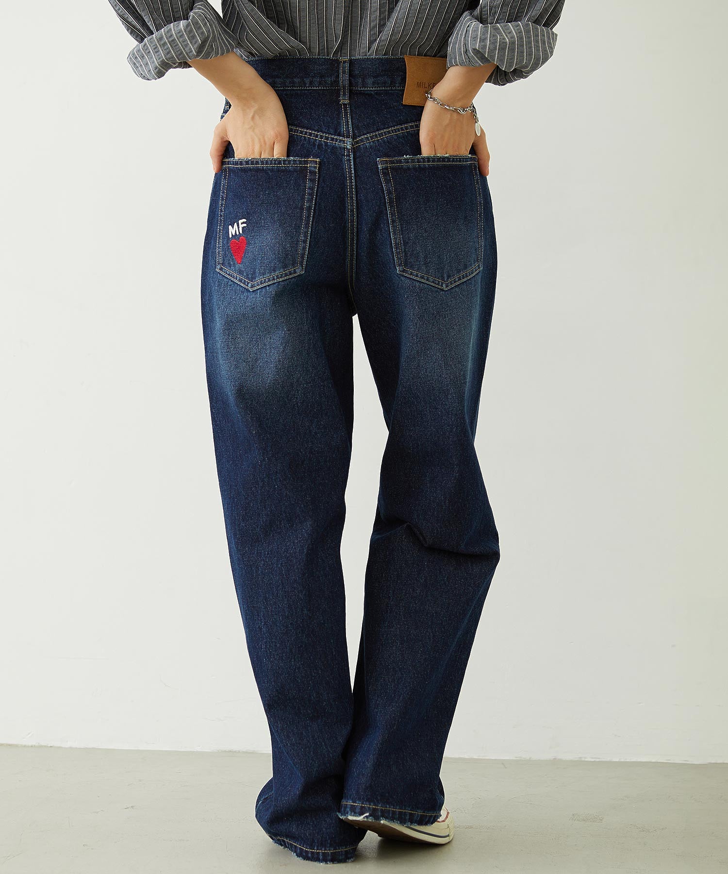 DOODLE EMBROIDERED DENIM PANTS