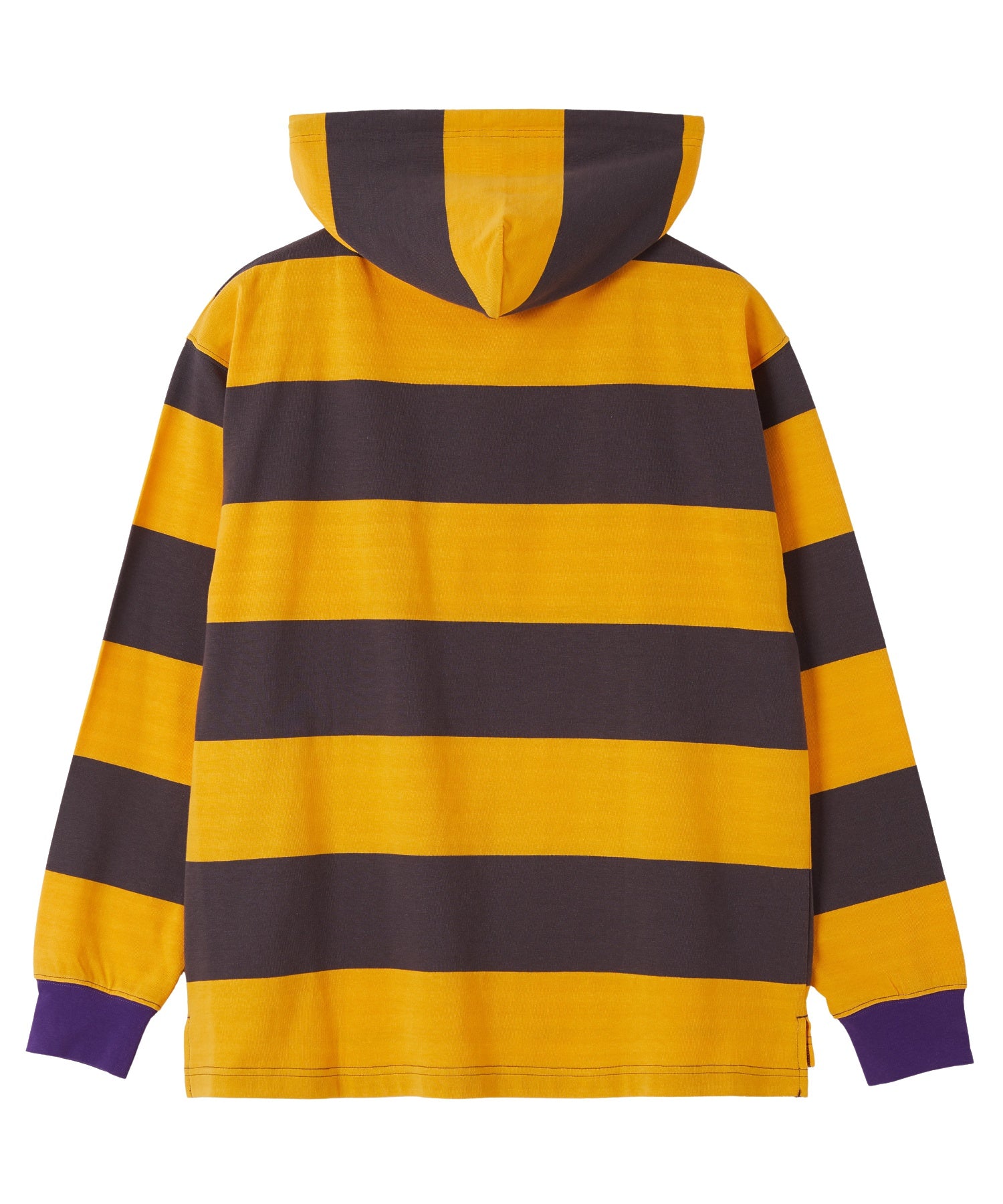 CONTRAST RIB STRIPED HOODED TOP