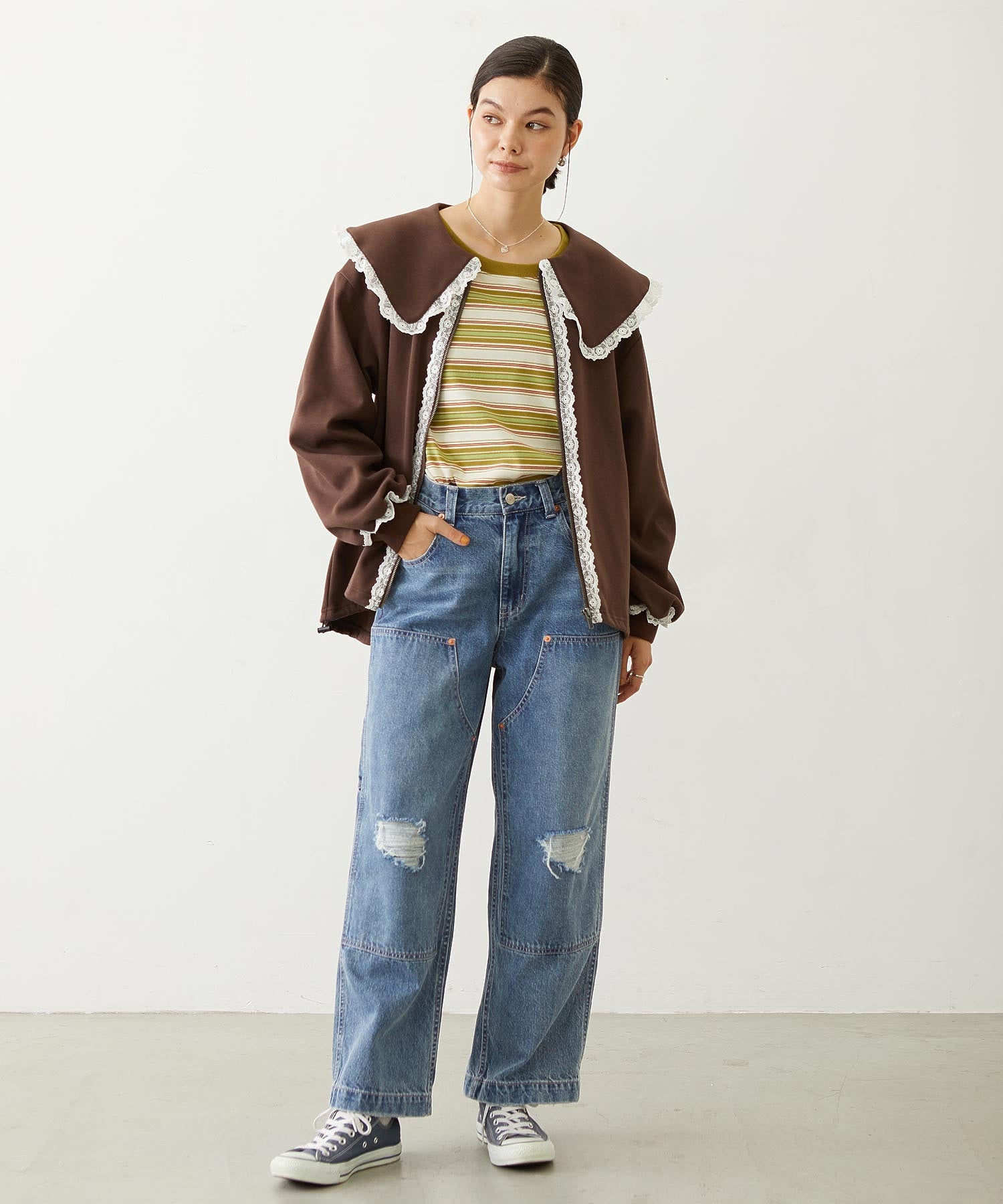 THREE PATTERN STRIPE L/S TOP