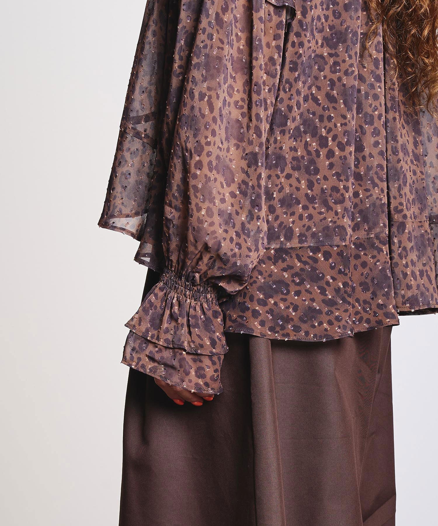 PRINTED BOW TIE BLOUSE