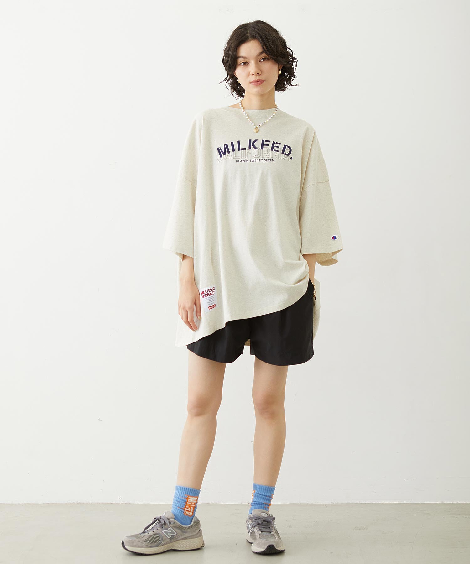 MILKFED.×CHAMPION LAYER LOGO BIG TEE