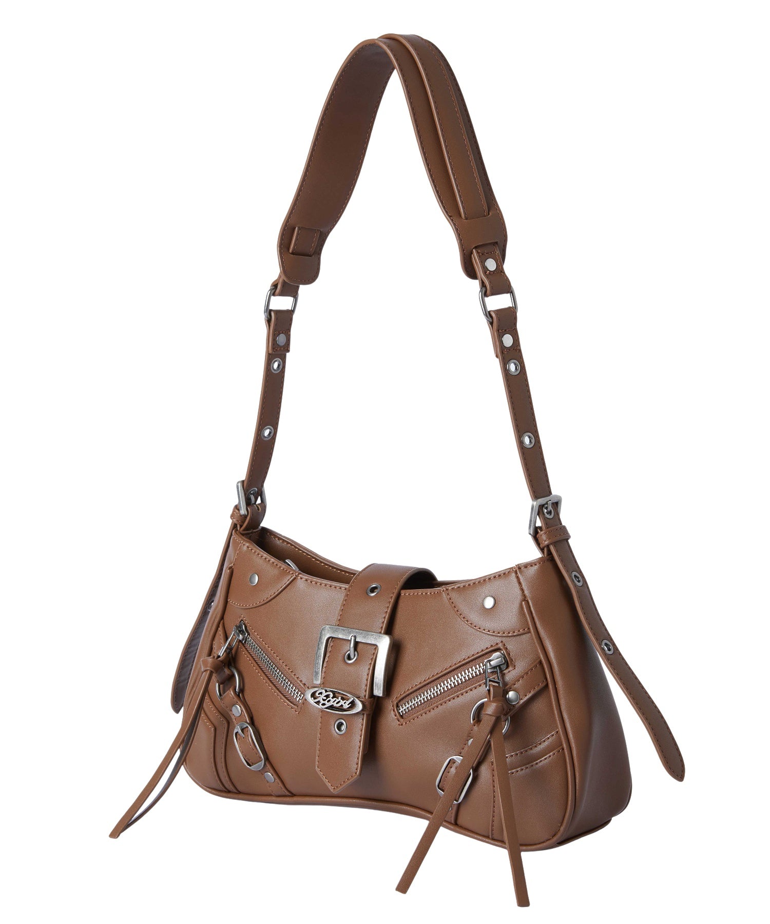 ZIP AND BELT FAUX LEATHER BAG