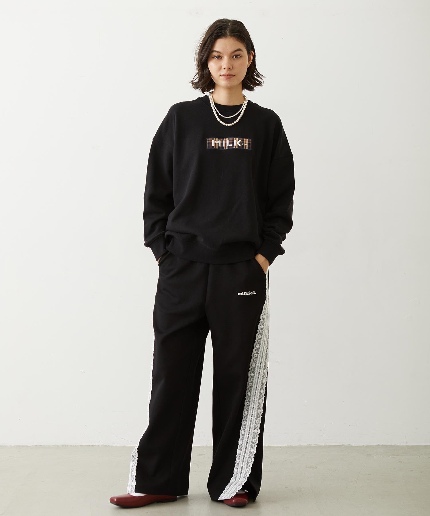 CHECKERED BAR LOGO SWEAT TOP