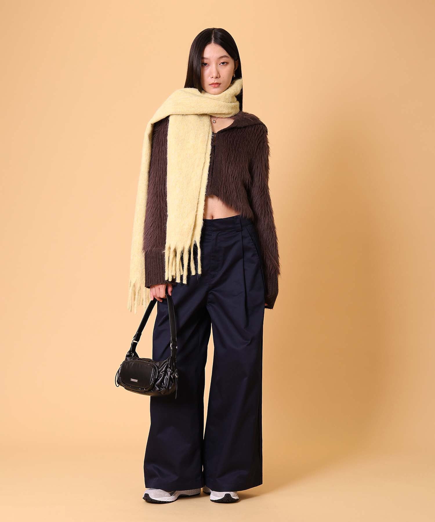 ビッグカラーシャギーニットカーディガン