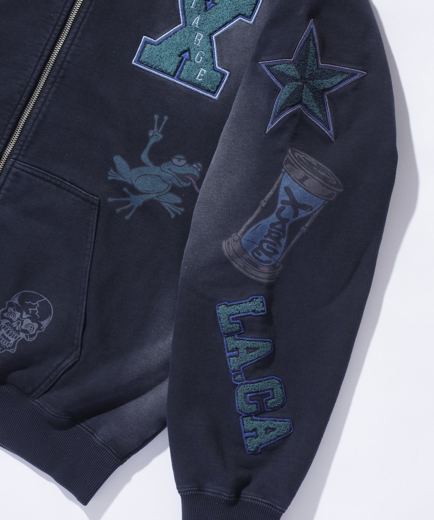 MULTI LOGO ZIP UP HOODED SWEATSHIRT