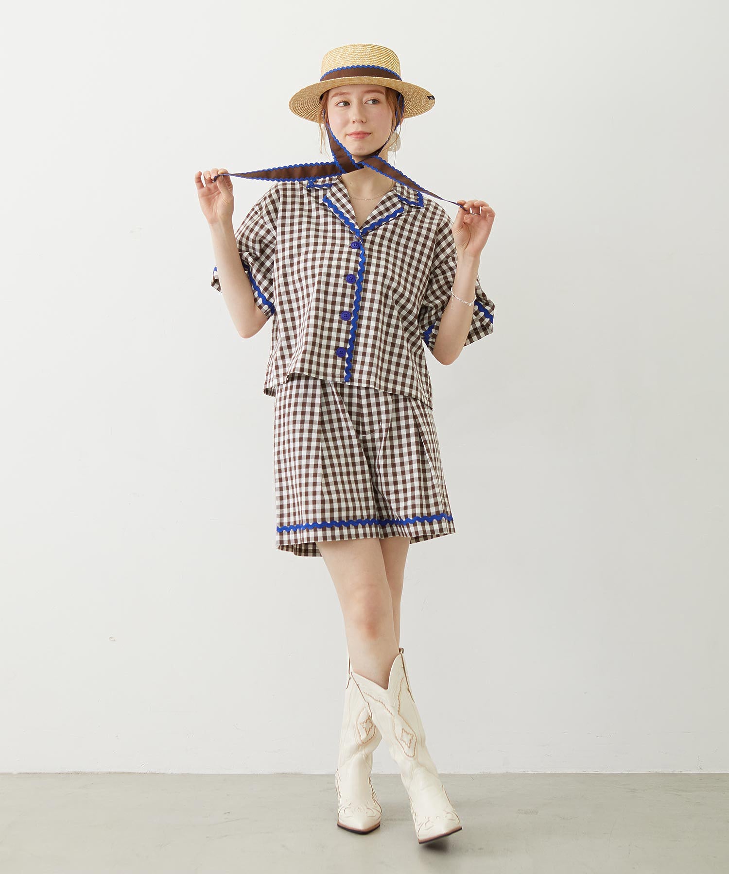 TRIMMED GINGHAM CHECK SHIRT