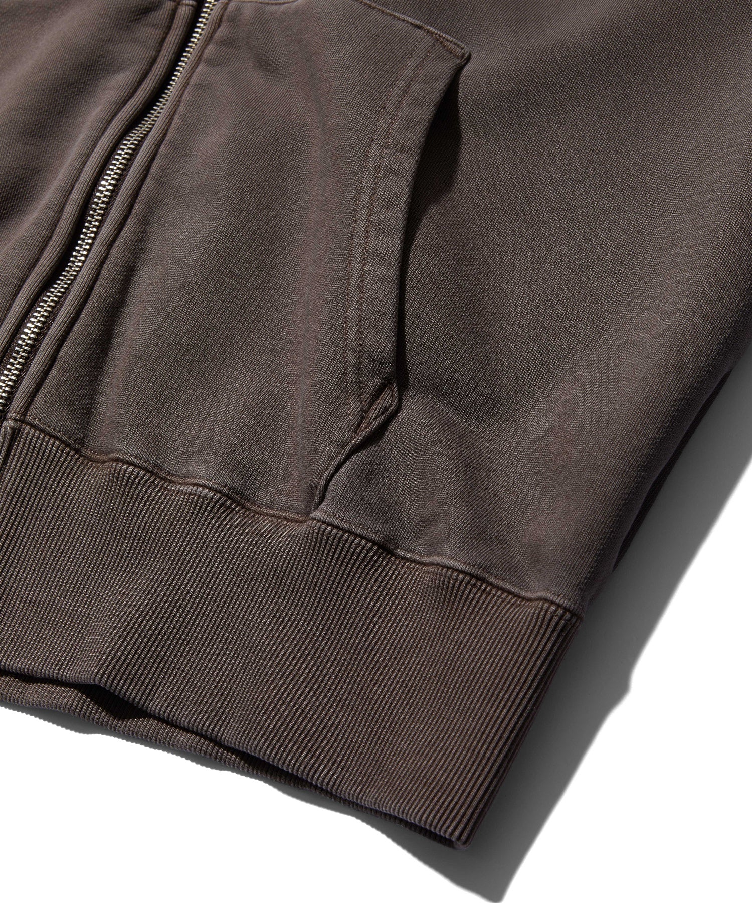 PIGMENT DYED FACE PATCH AND LOGO ZIP UP SWEAT HOODIE