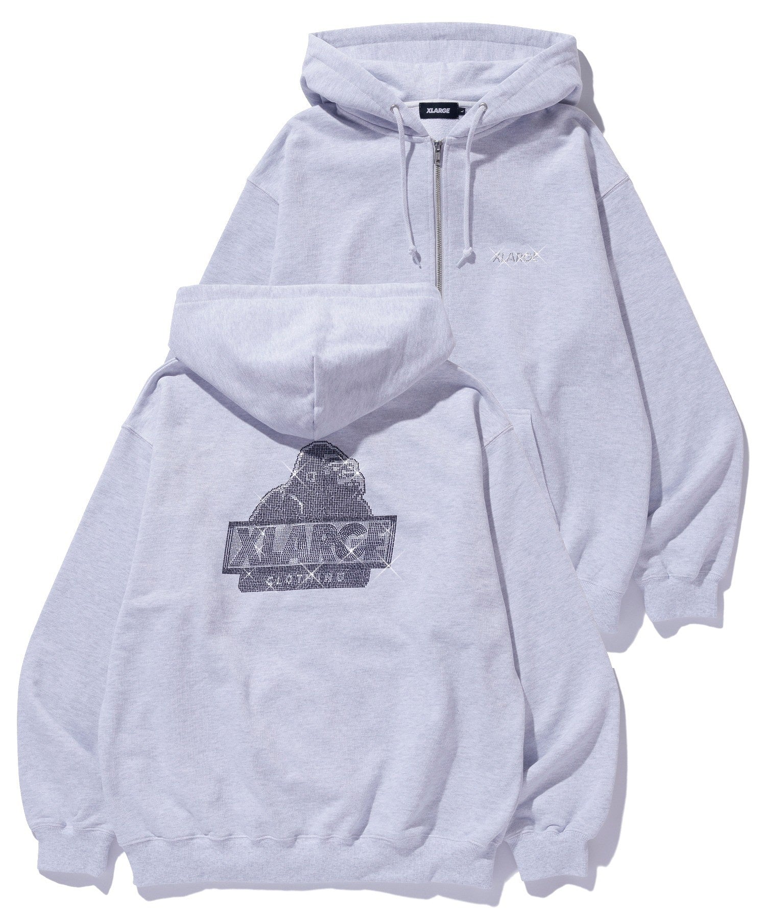 RHINESTONE OG ZIP HOODED SWEATSHIRT