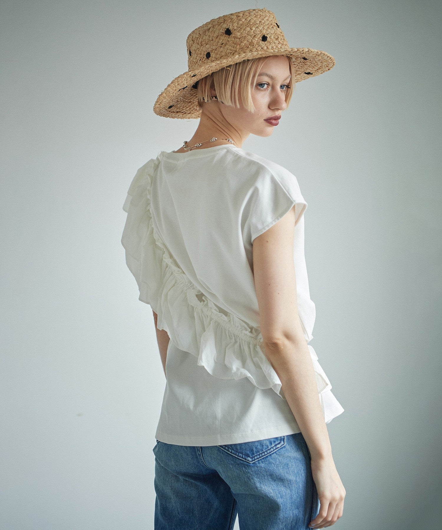 2WAYフリルドッキングカットソー