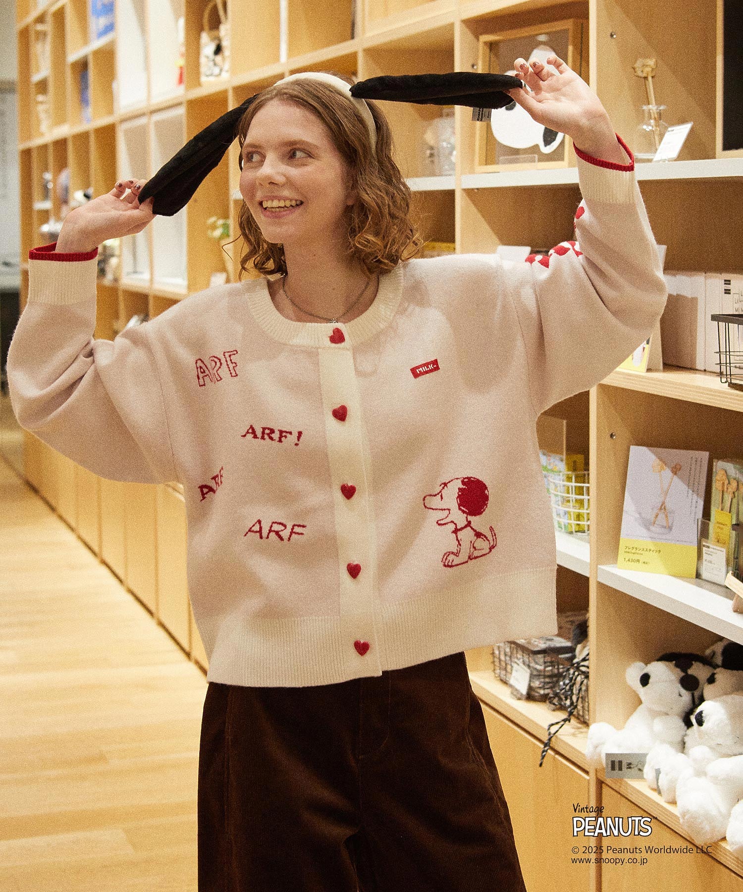 MILKFED. × PEANUTS KNIT CARDIGAN