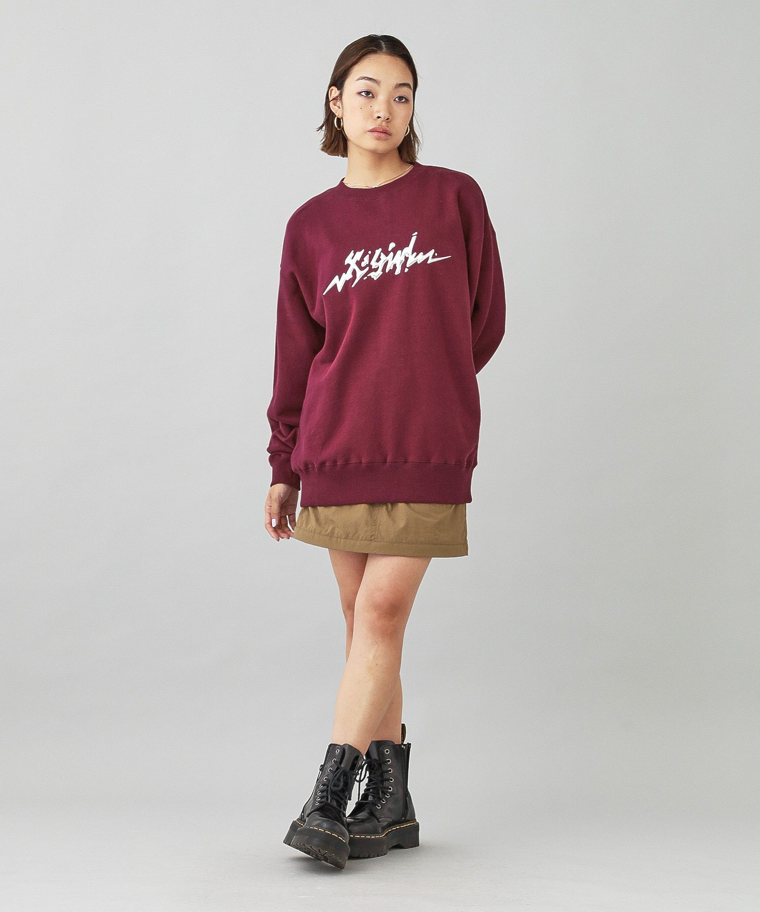 METALLIC DISTORTION LOGO SWEAT TOP