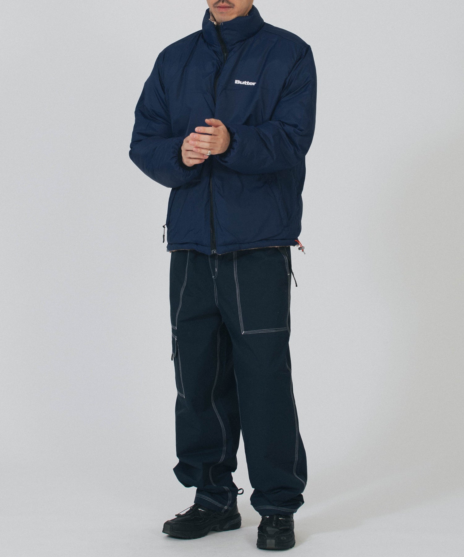 BUTTER/バター/Reversible Plaid Puffer Jacket