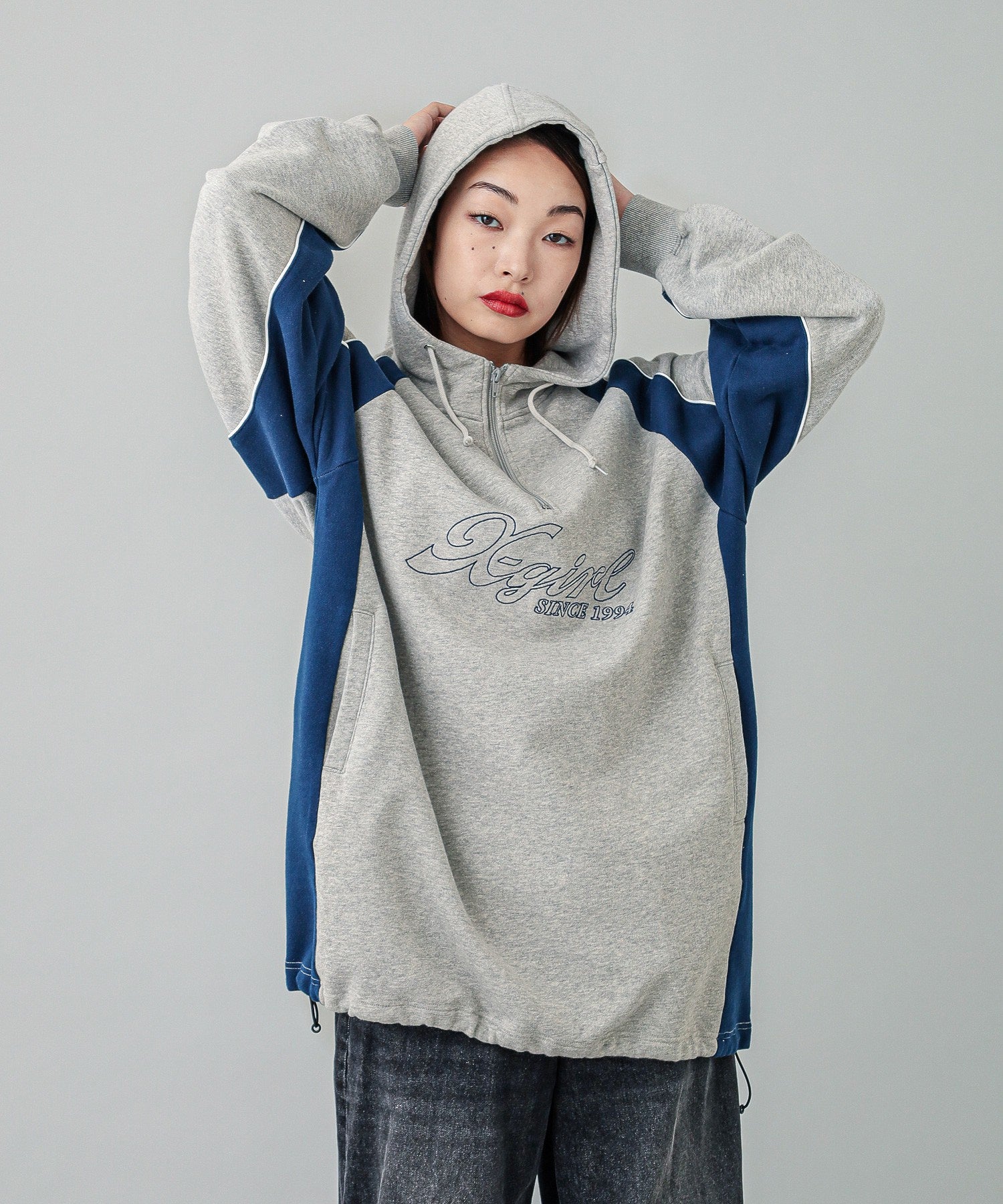 PANELED SWEAT ANORAK DRESS