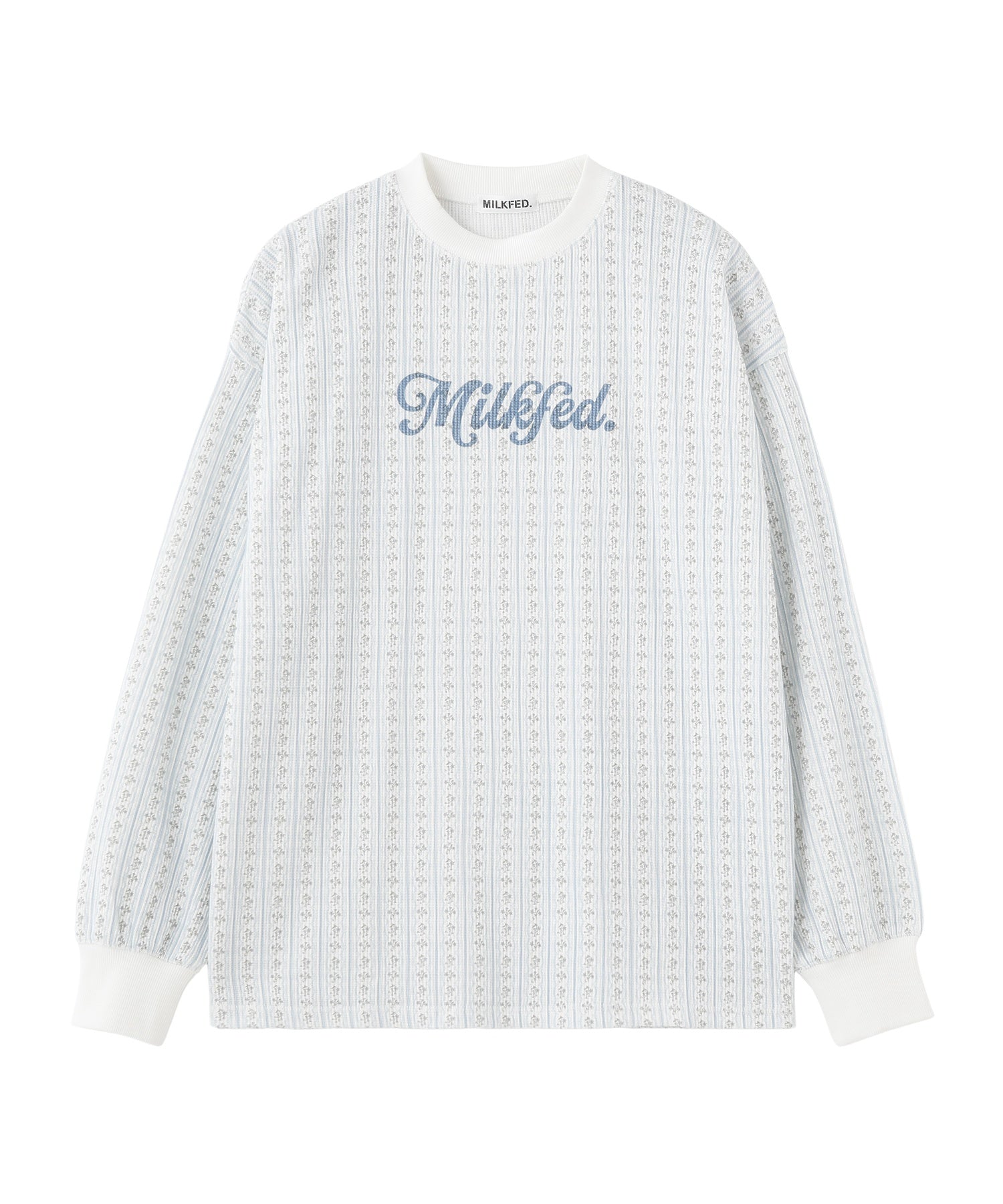 STRIPED FLOWER WAFFLE L/S TOP