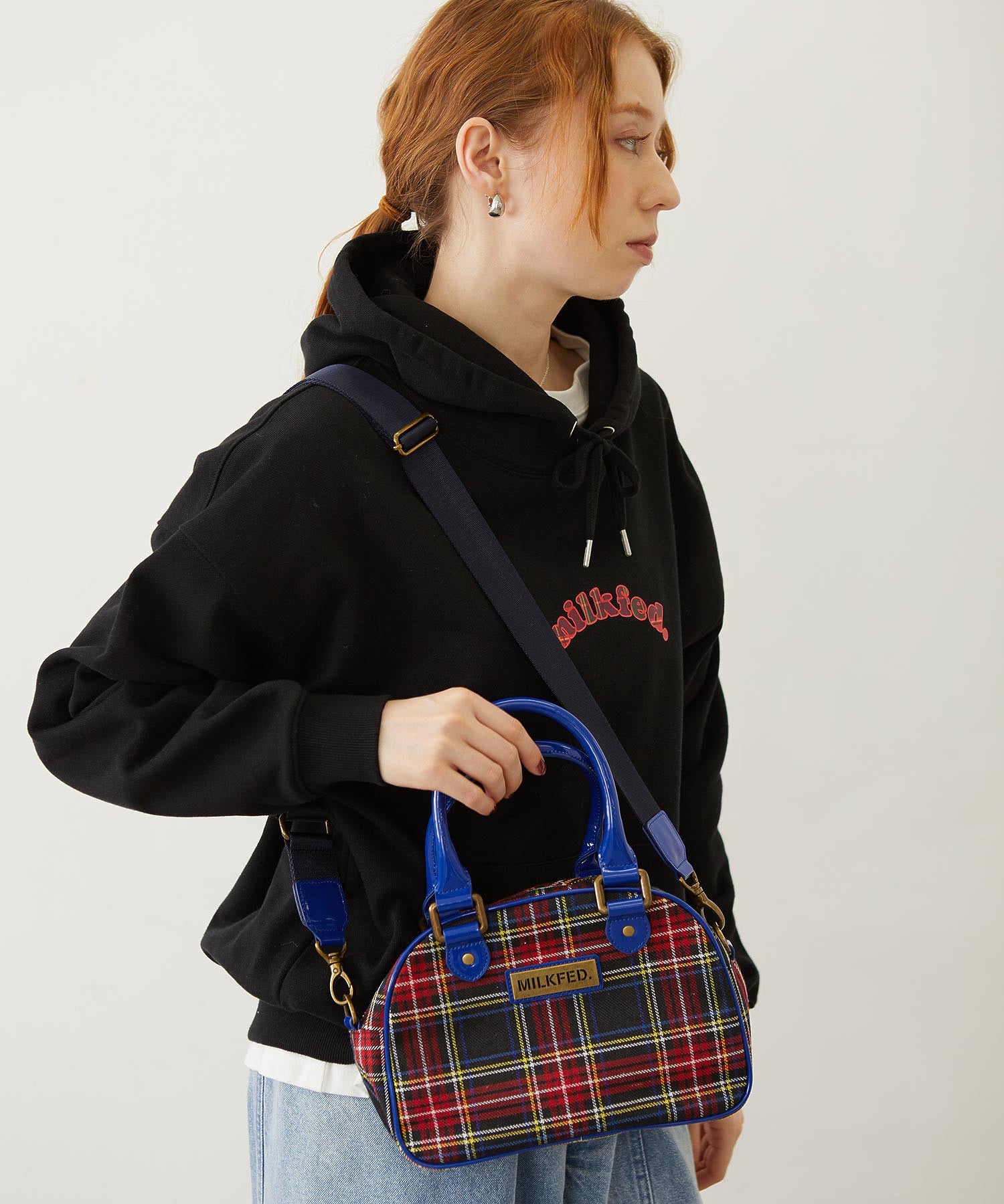 PLAID PATTERN BOSTON BAG