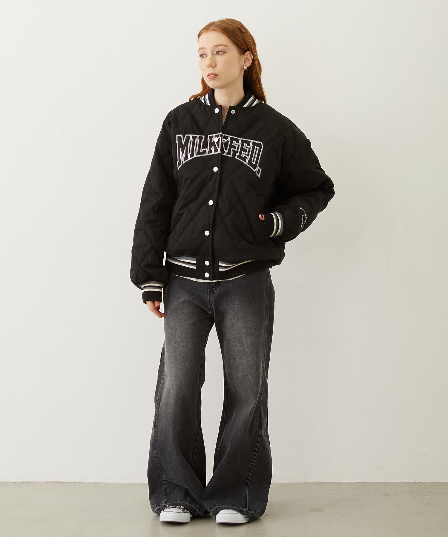 SATIN LOGO PATCH QUILTED JACKET