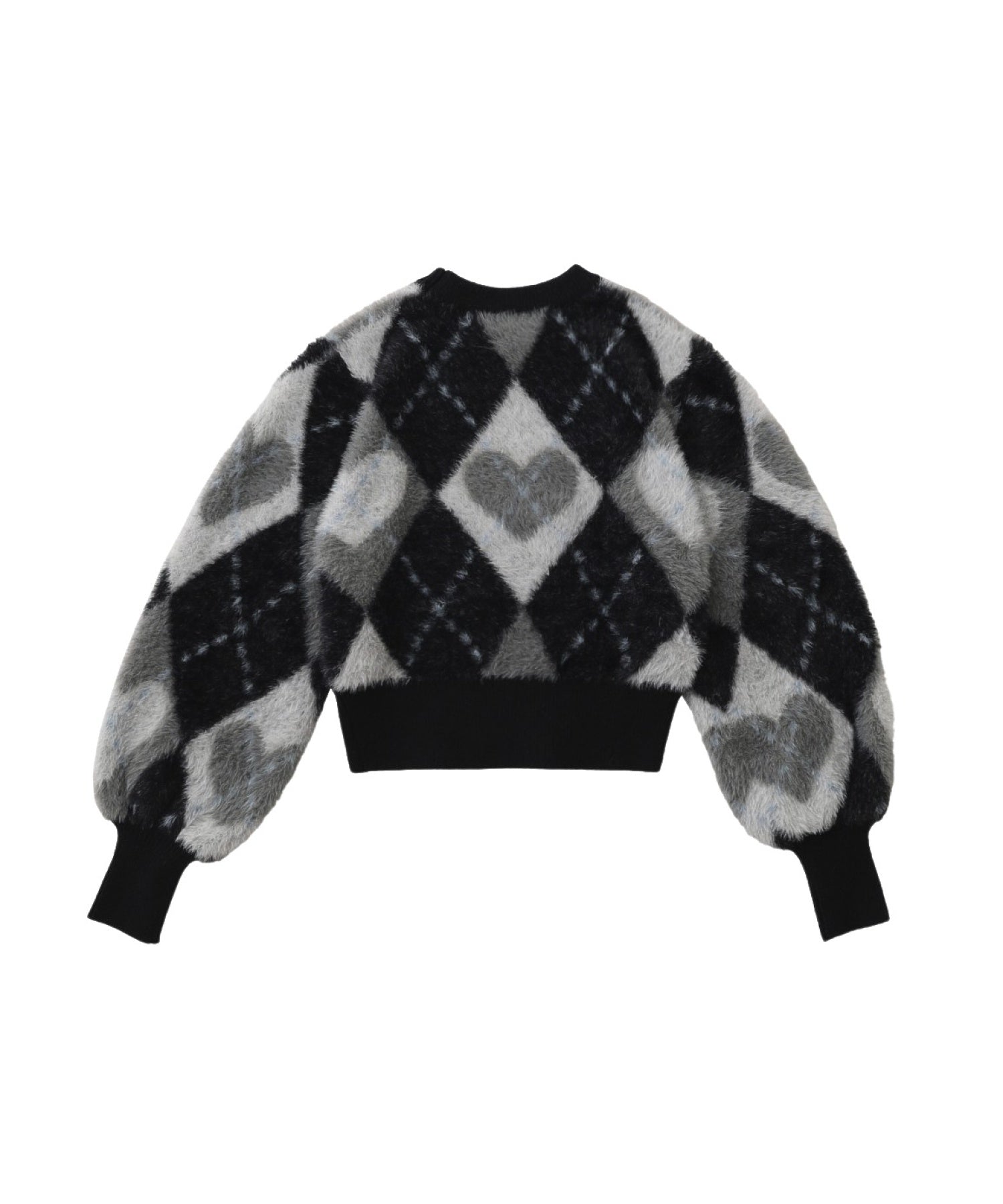HEART ARGYLE KNIT TOP