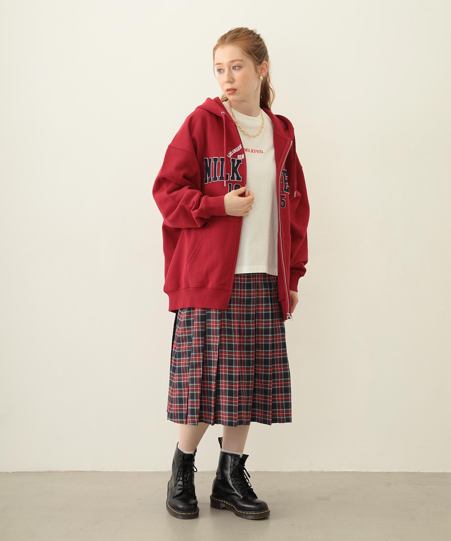 COLLEGE PATCH ZIP UP HOODIE