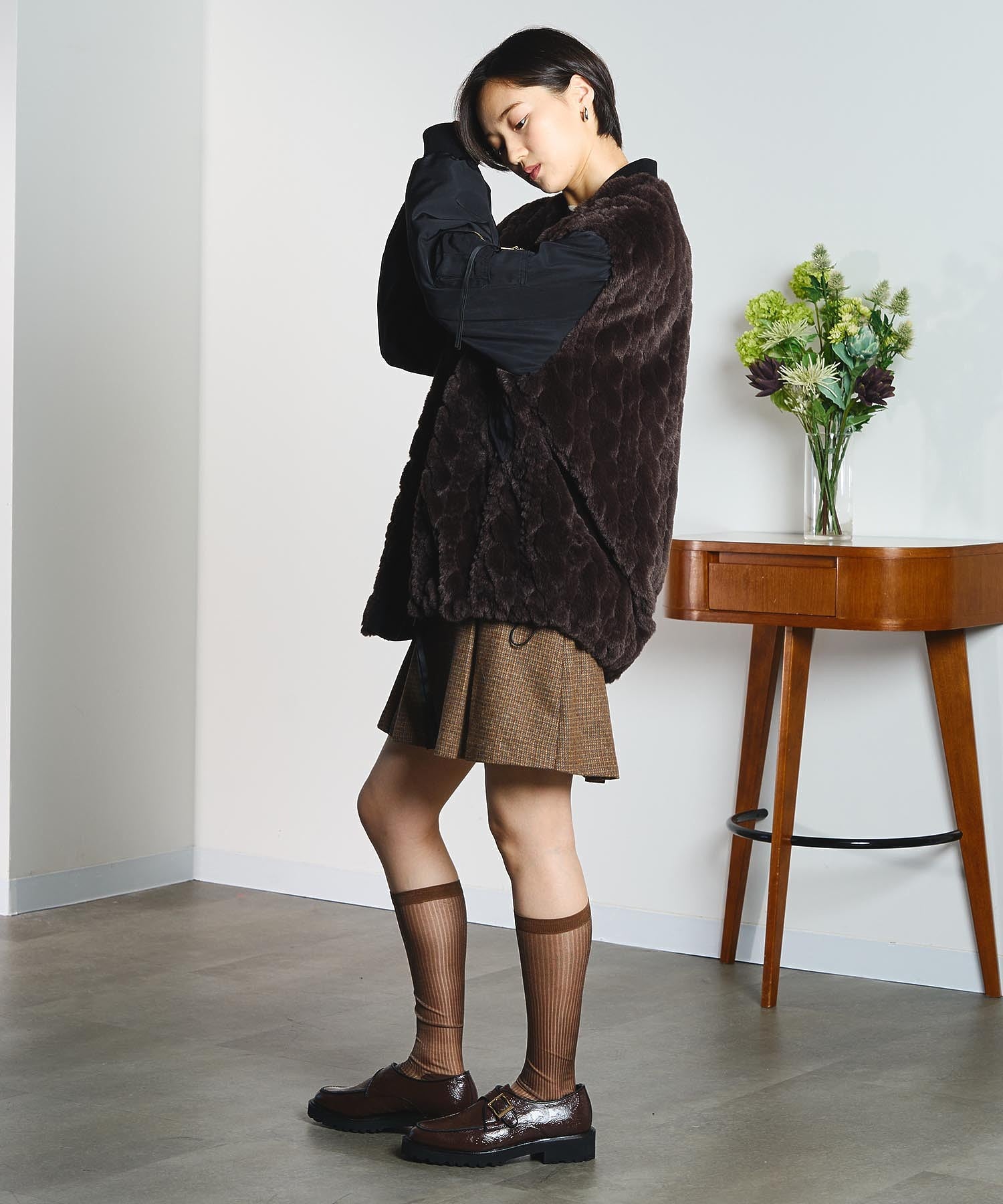 GENE HEAVENS/CABLE EMBOS/FAUX FUR MA1 JACKET