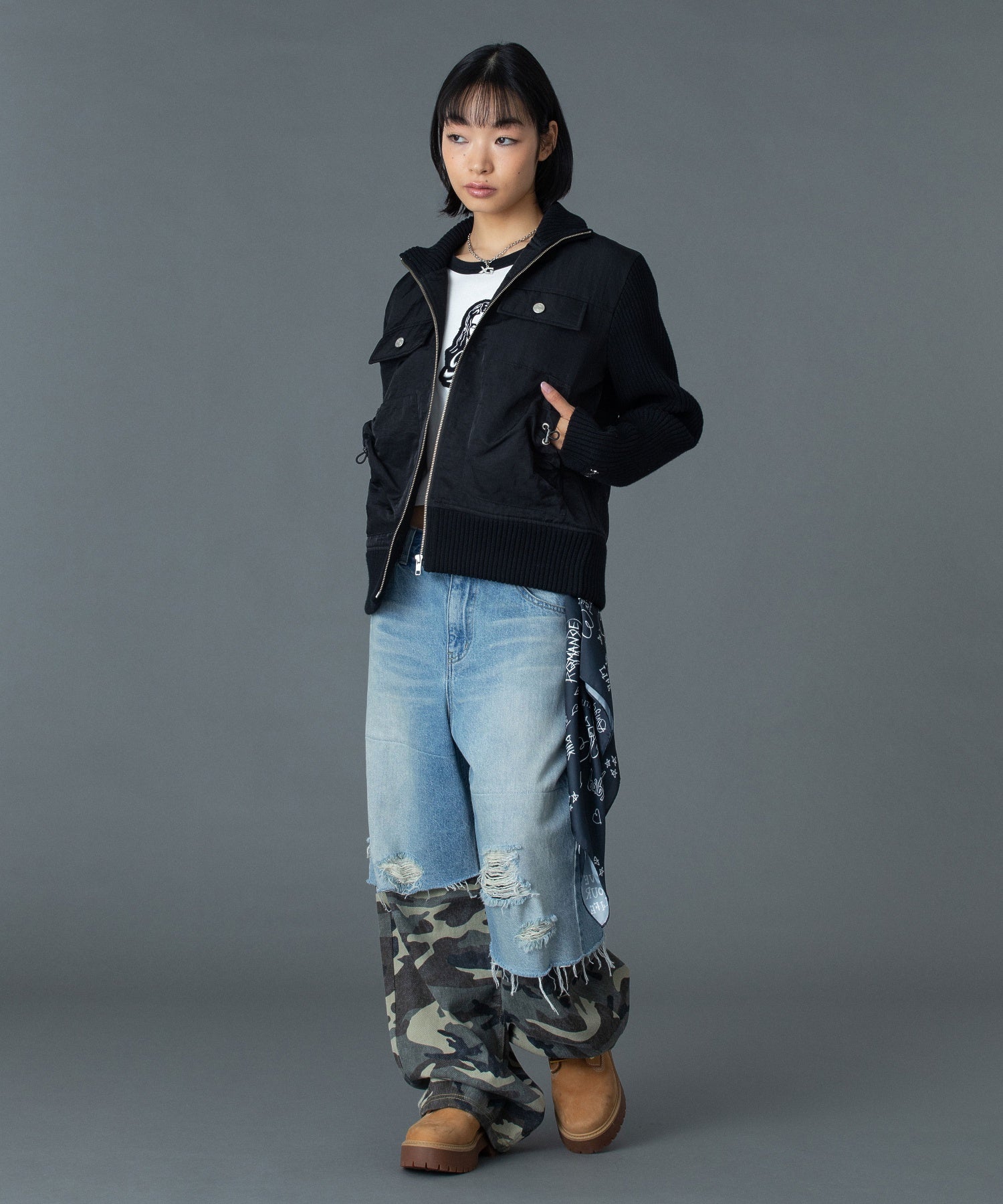 FADED CAMO LAYERED PANTS