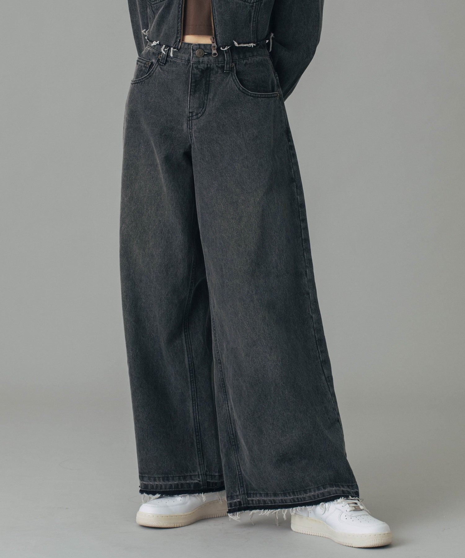 LOW RISE OVERDYED DENIM PANTS