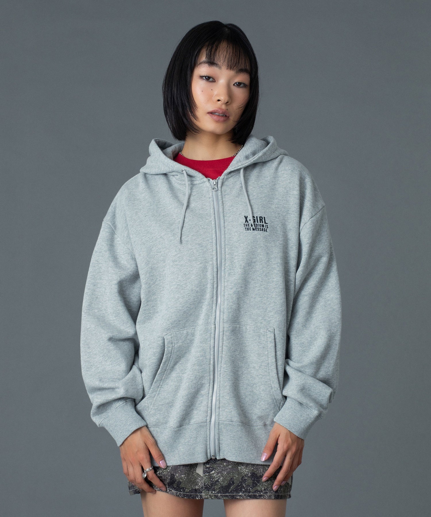 CIRCLE MESSAGE AND FACE ZIP UP SWEAT HOODIE