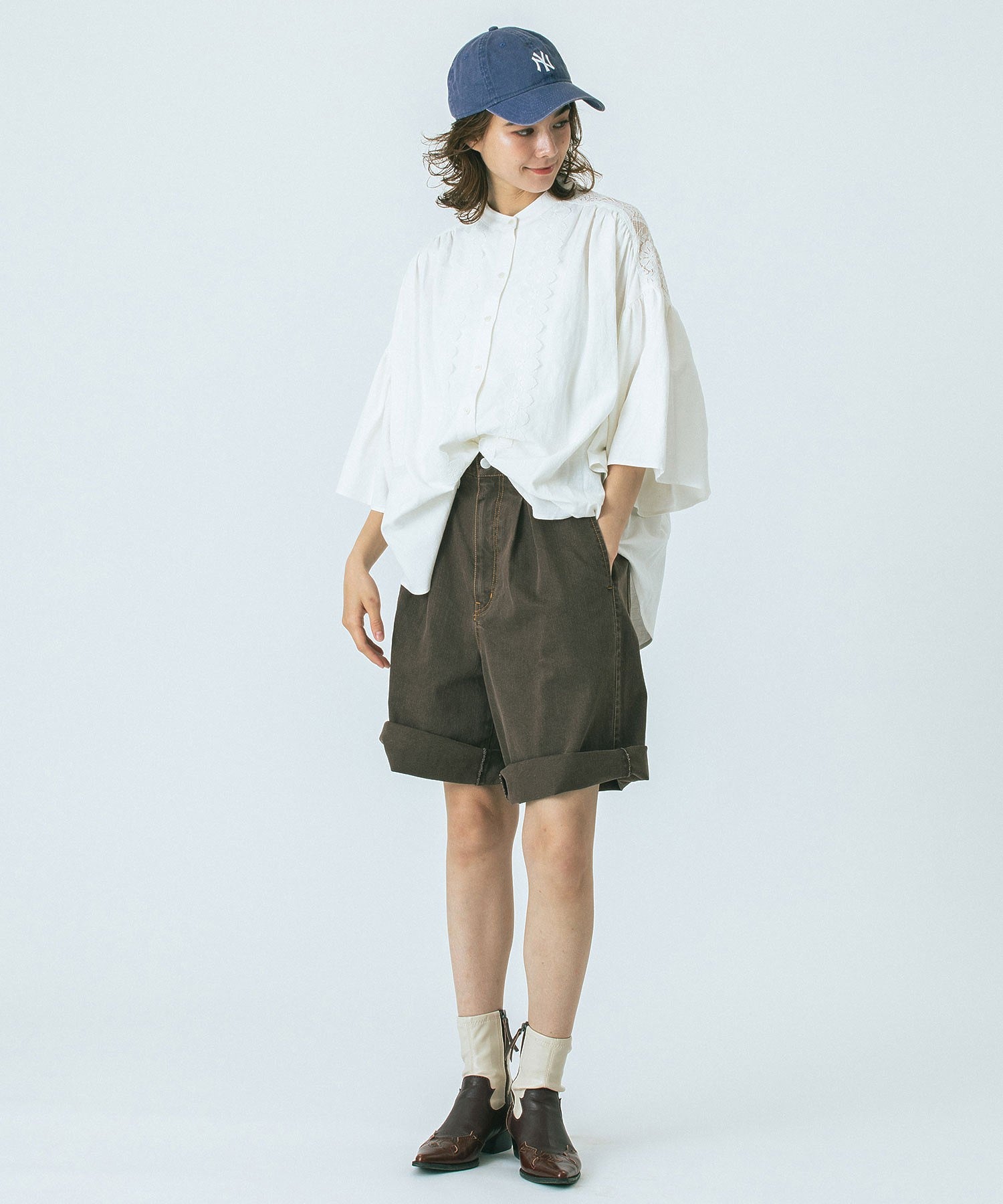 CREOLME/TUCK HALF PANTS