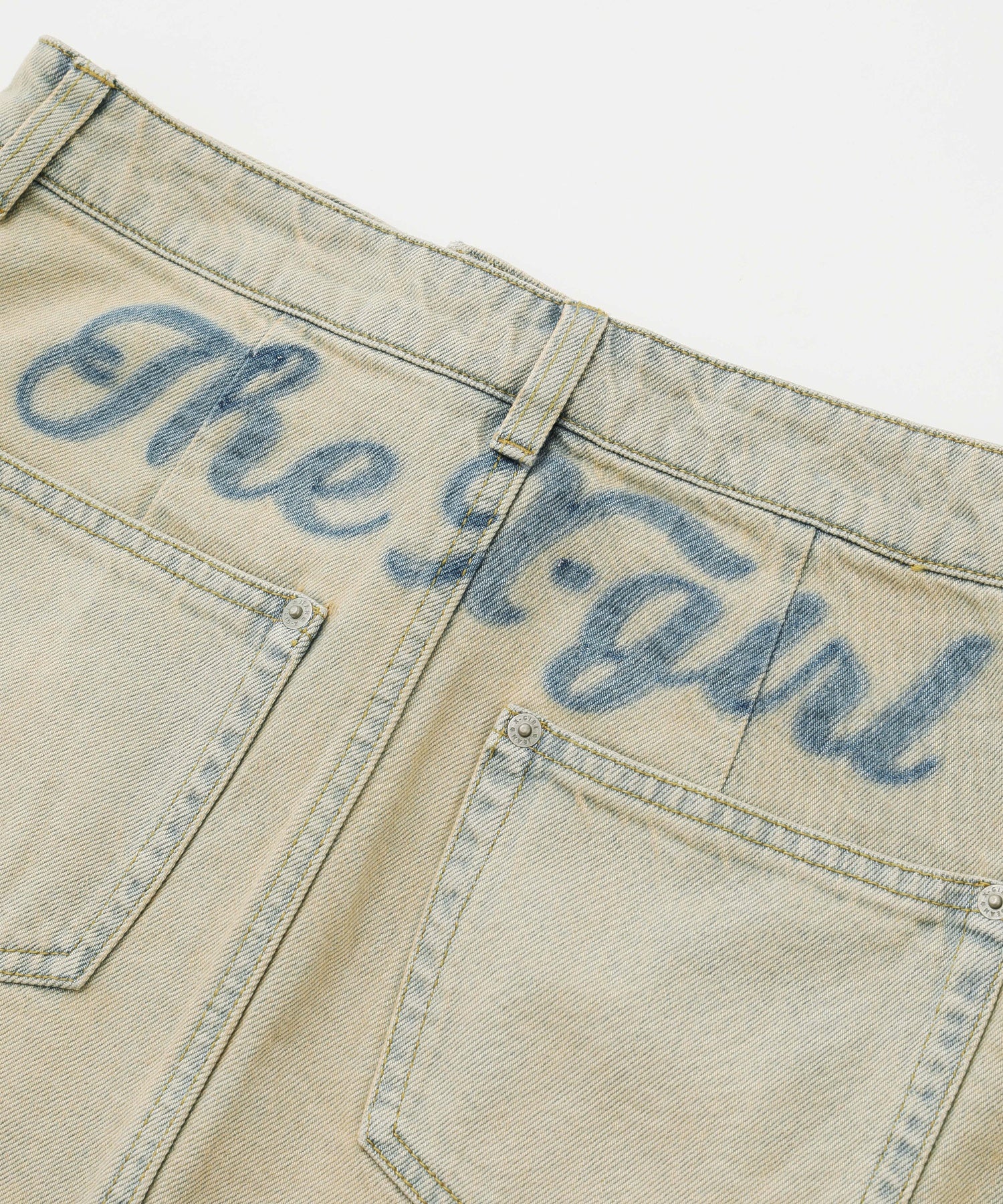 CURSIVE LOGO DENIM MINI SKIRT