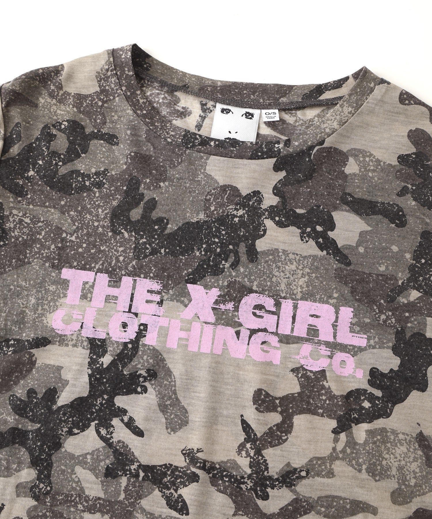 FADED CAMO SHEER L/S TOP