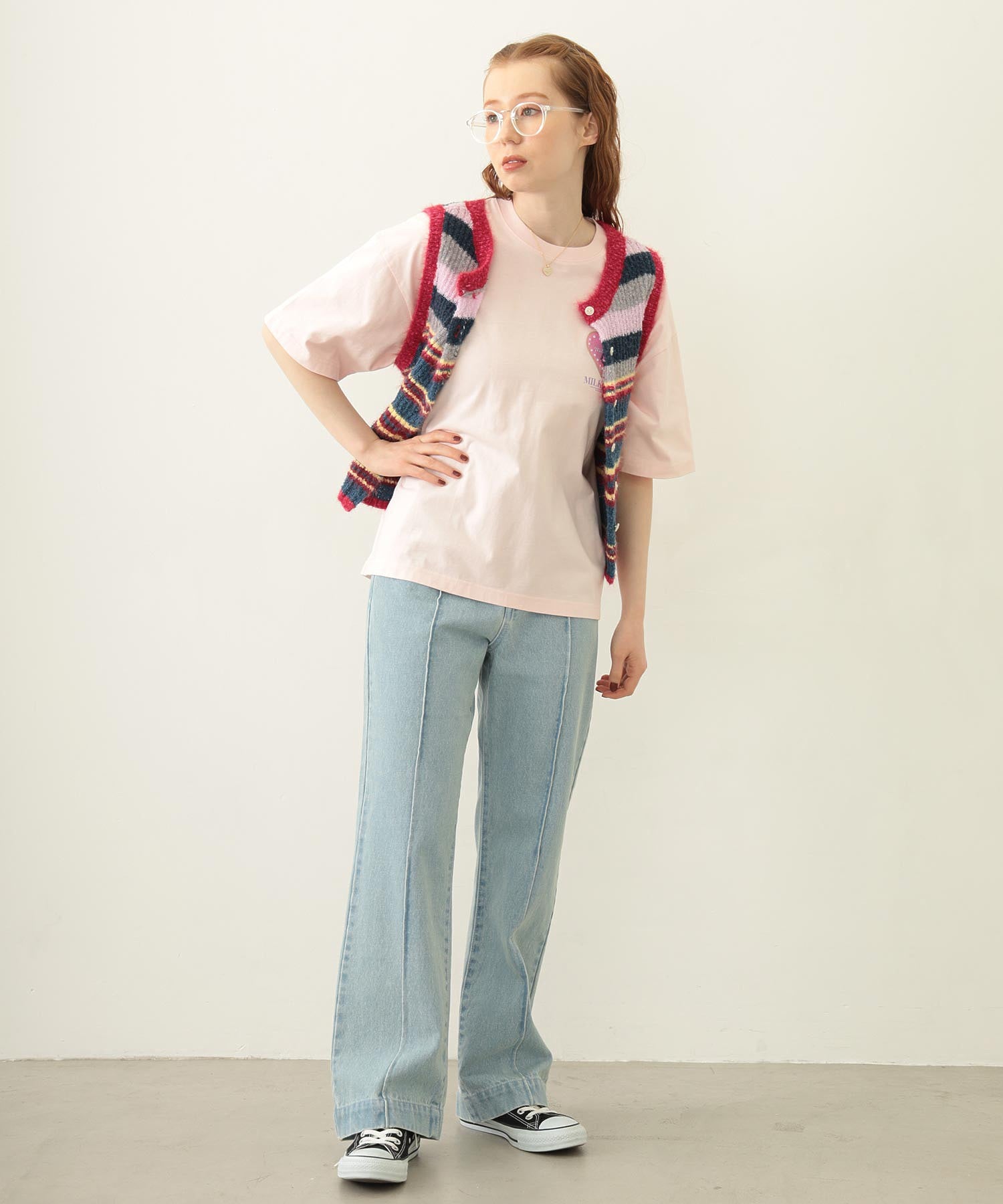 TWO-TYPE STRIPED KNIT VEST