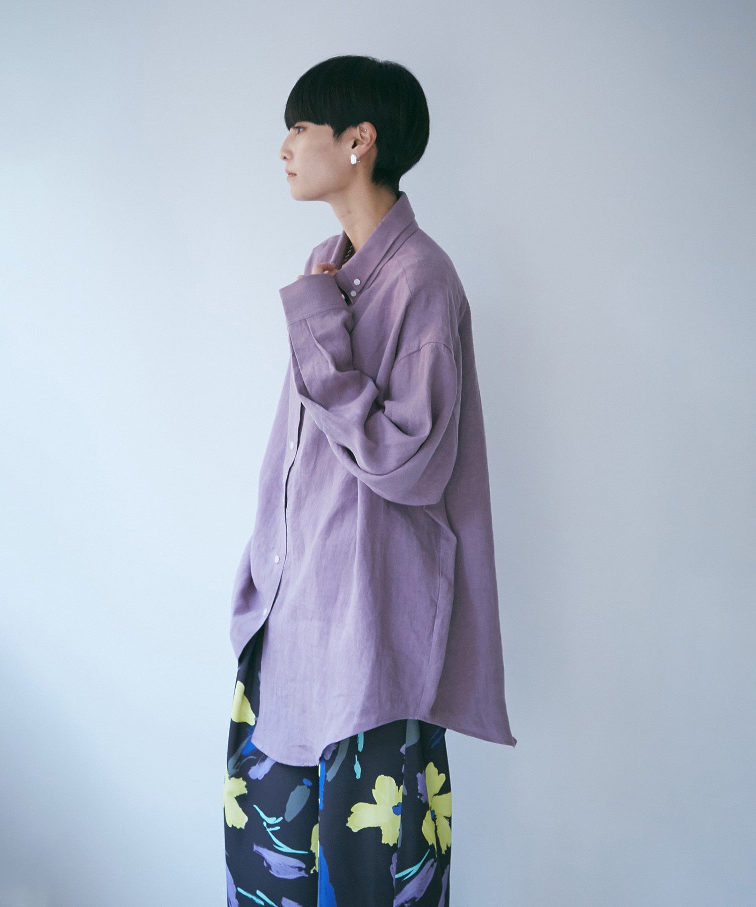 ボタンダウン ダブルネックシャツ