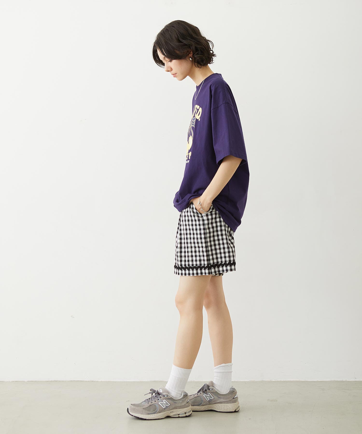 TRIMMED GINGHAM CHECK SHORTS