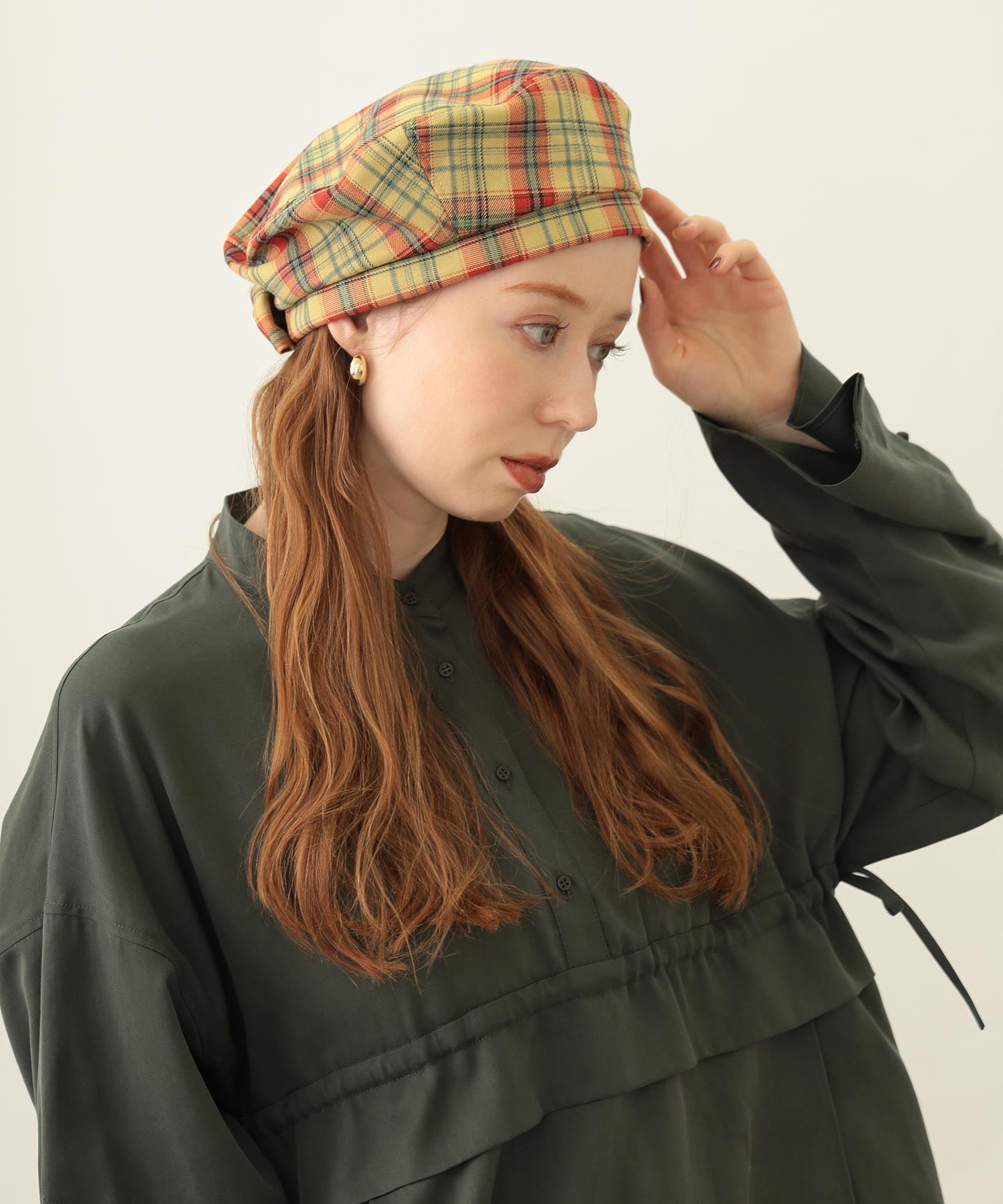 LOGO PLAID BERET