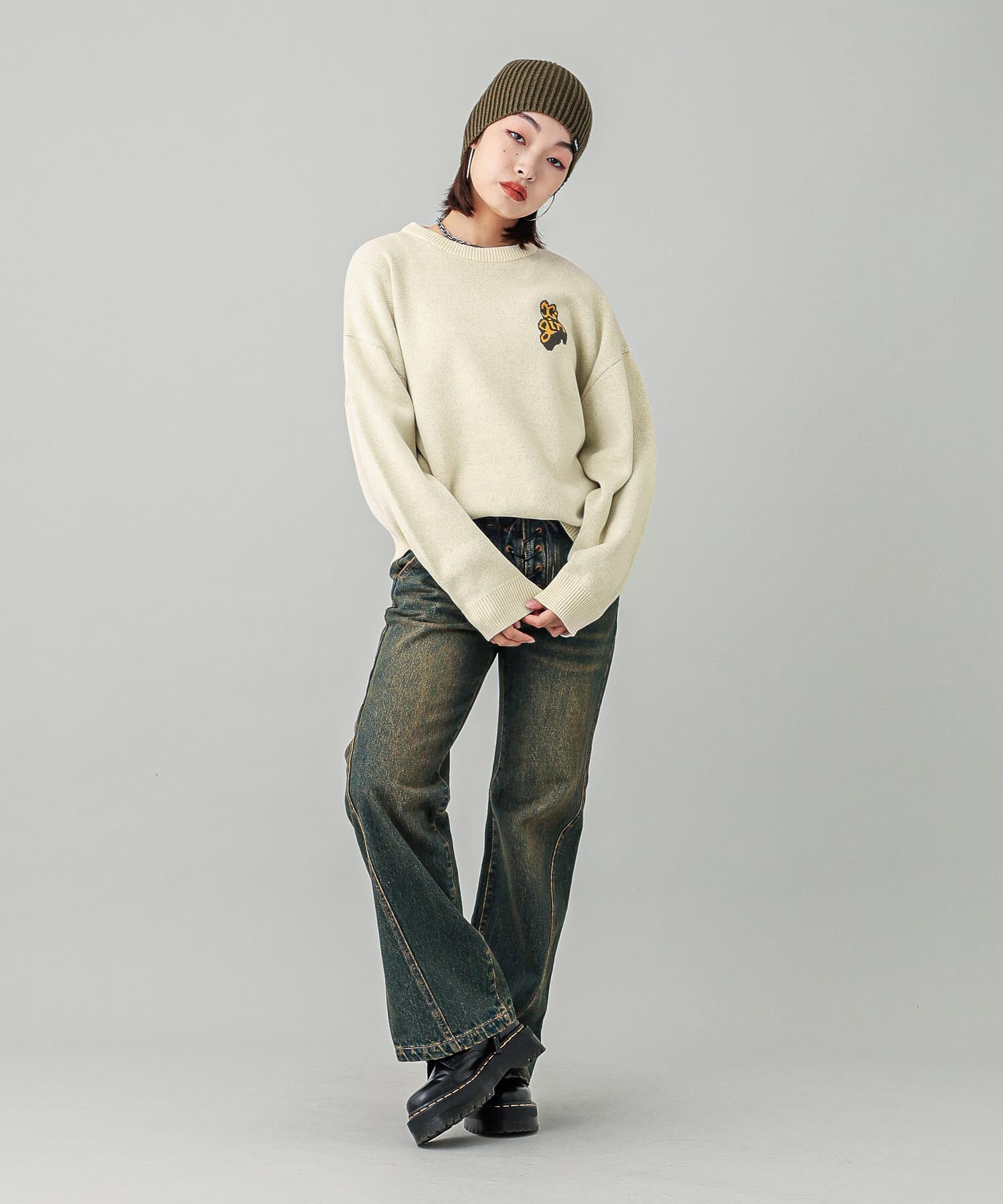 POP LOGO JACQUARD KNIT TOP