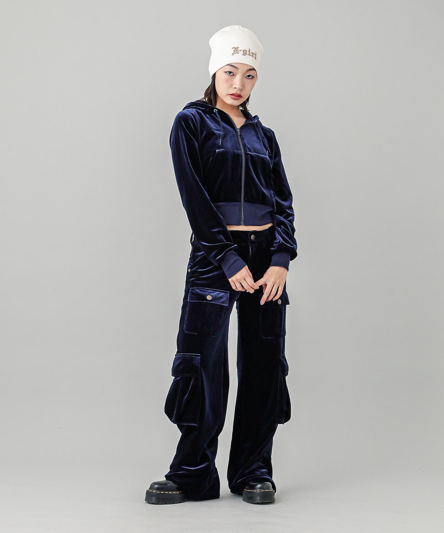 VELOUR ZIP UP HOODIE