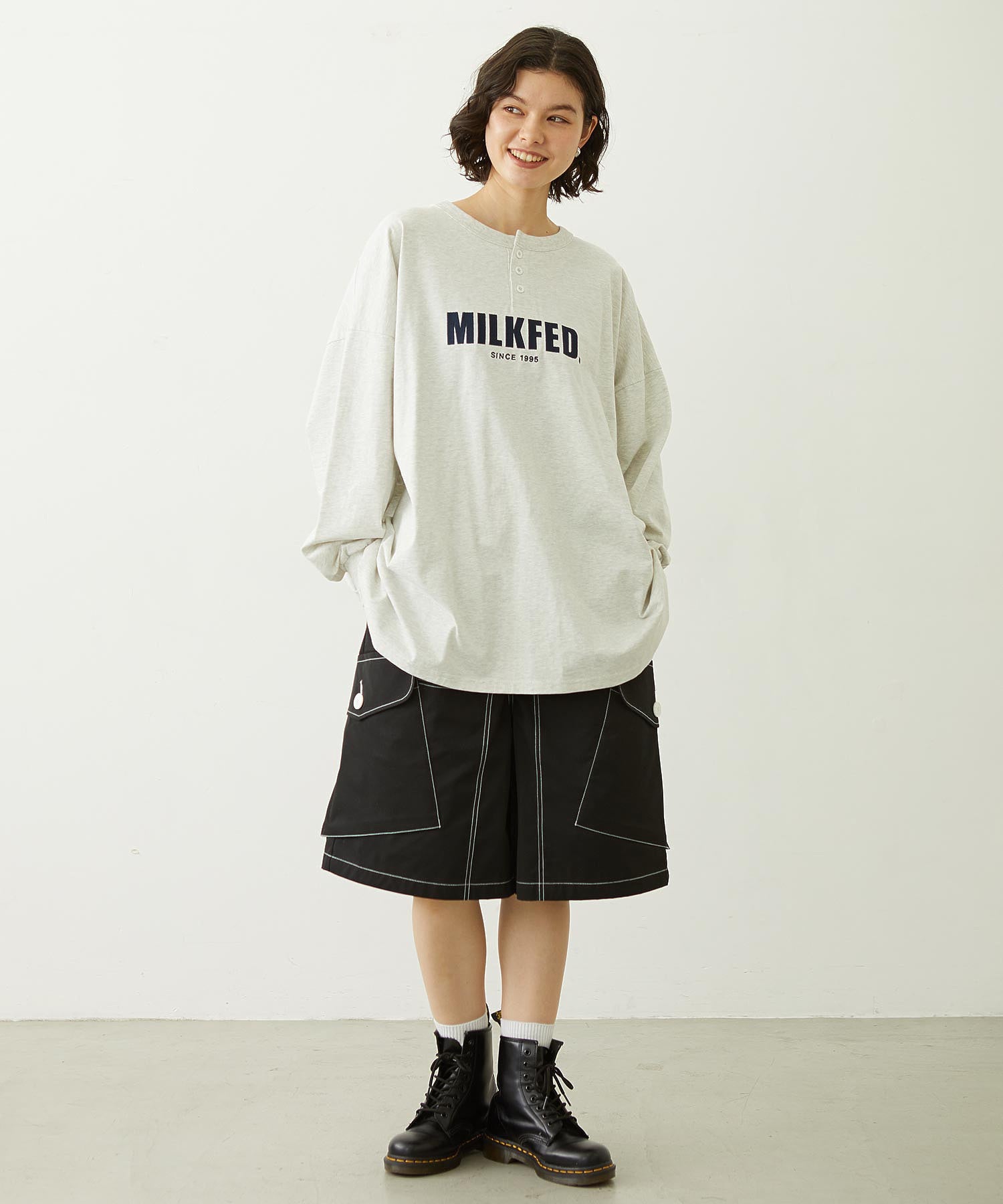 HENLEY NECK BIG L/S TOP