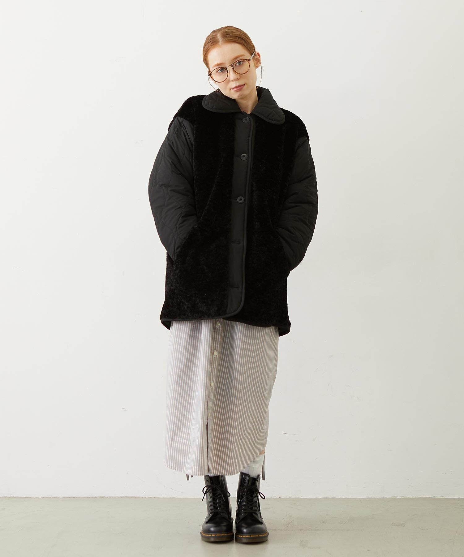 REVERSIBLE QUILTED LOGO LONG COAT
