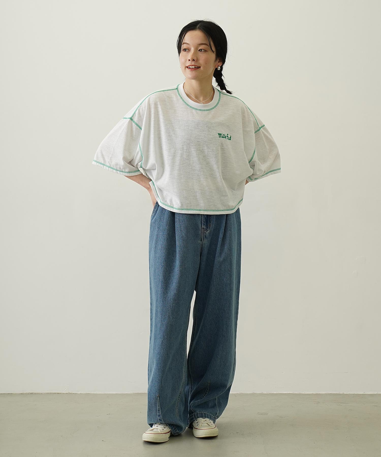 COLOR STITCH WIDE S/S TOP